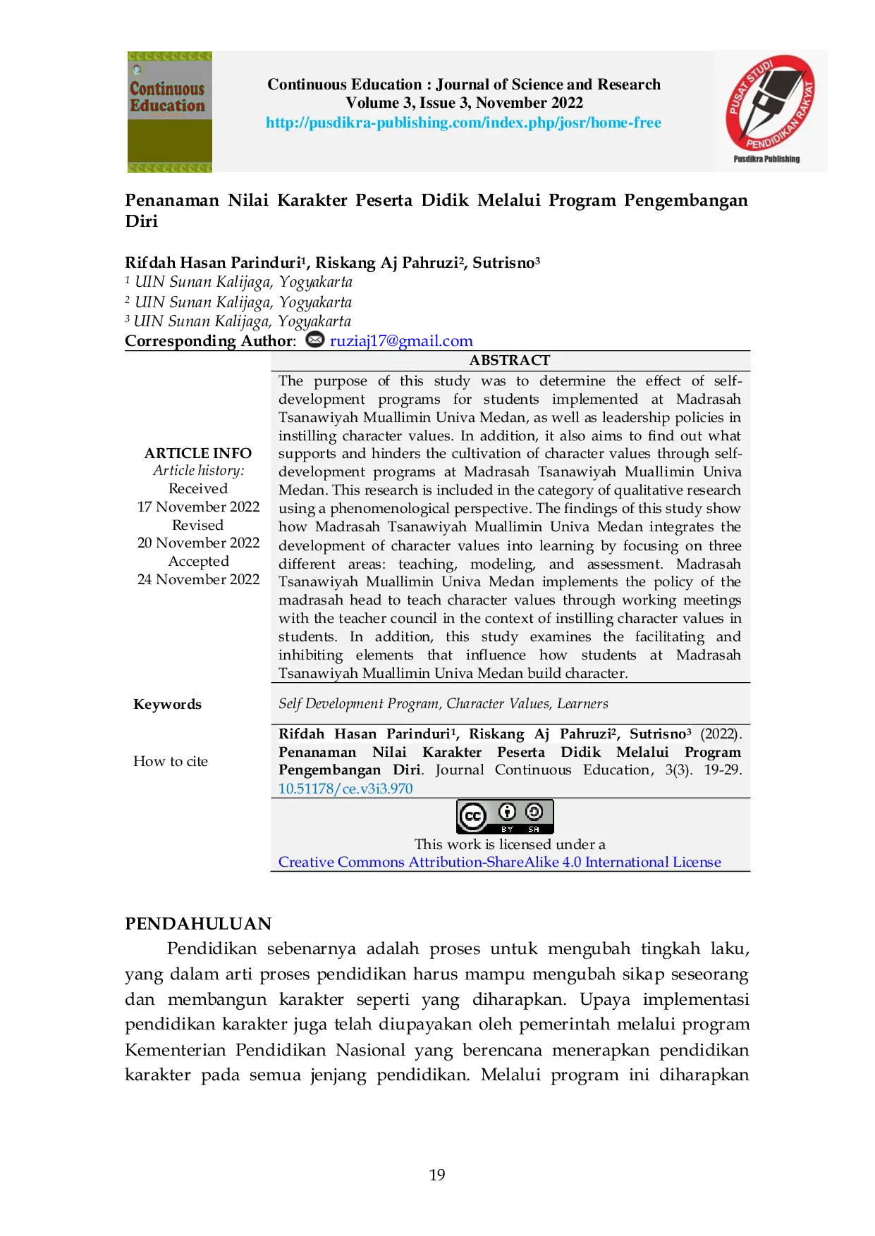 JURIS Penanaman Nilai Karakter Peserta Didik Melalui Program Pengembangan Diri