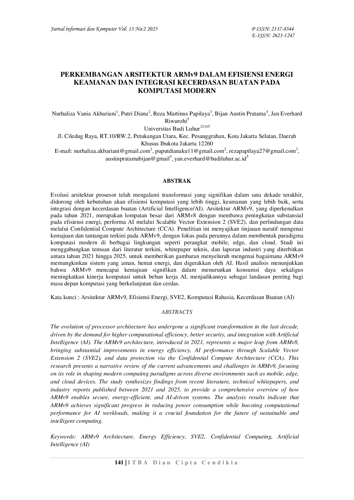JURIS PERKEMBANGAN ARSITEKTUR ARMv9 DALAM EFISIENSI ENERGI KEAMANAN DAN INTEGRASI KECERDASAN BUATAN PADA KOMPUTASI MODERN