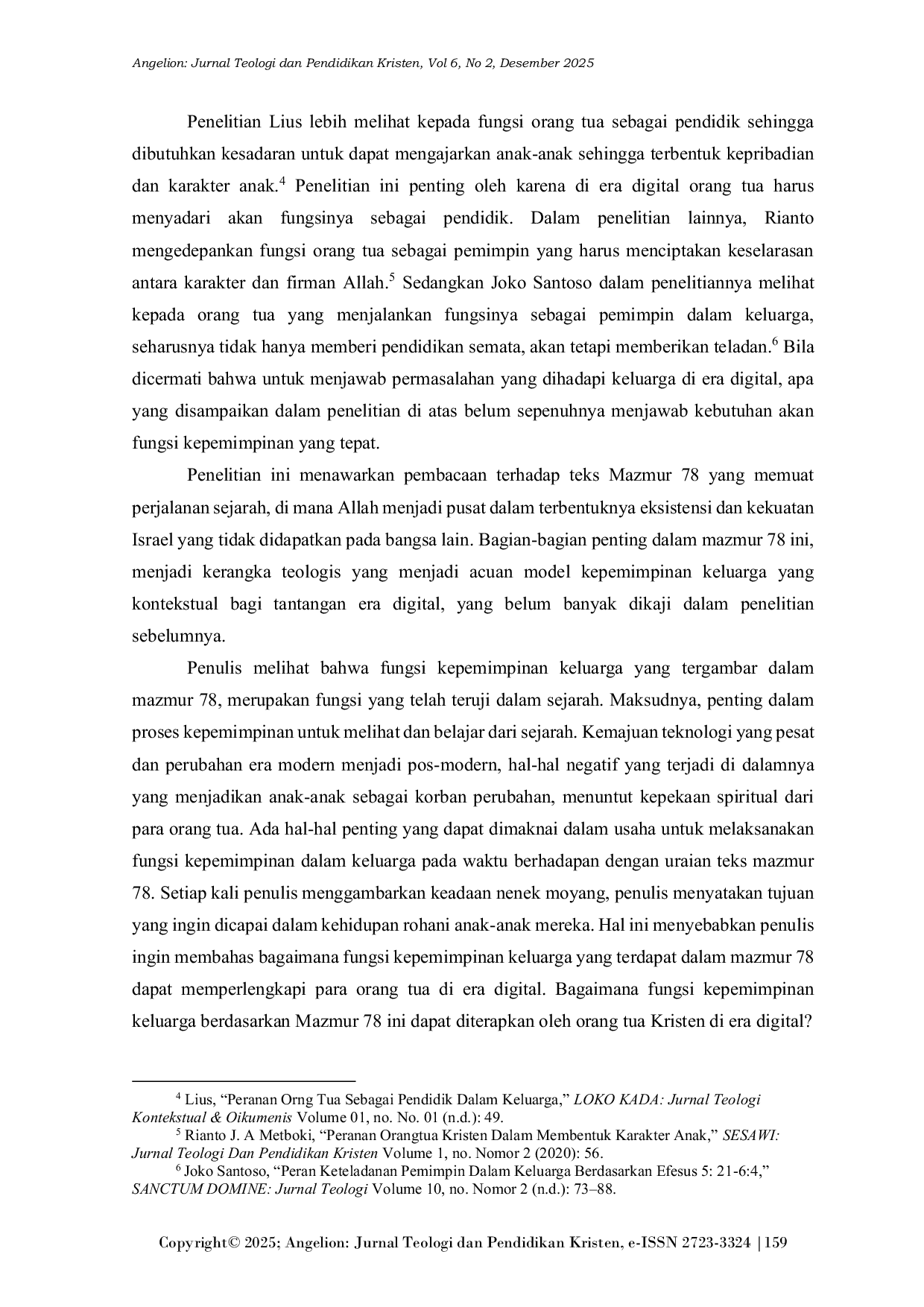 JURIS Fungsi Kepemimpinan Keluarga Berdasarkan Mazmur 78 di Era Digital