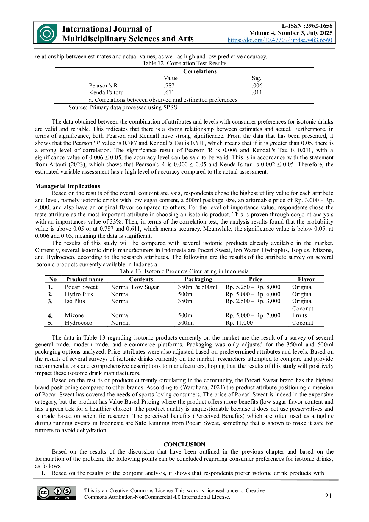 JURIS Analysis Of Consumer Preferences Towards The Decision To Purchase Isotonic Drinks Using The Conjoint Analysis Method