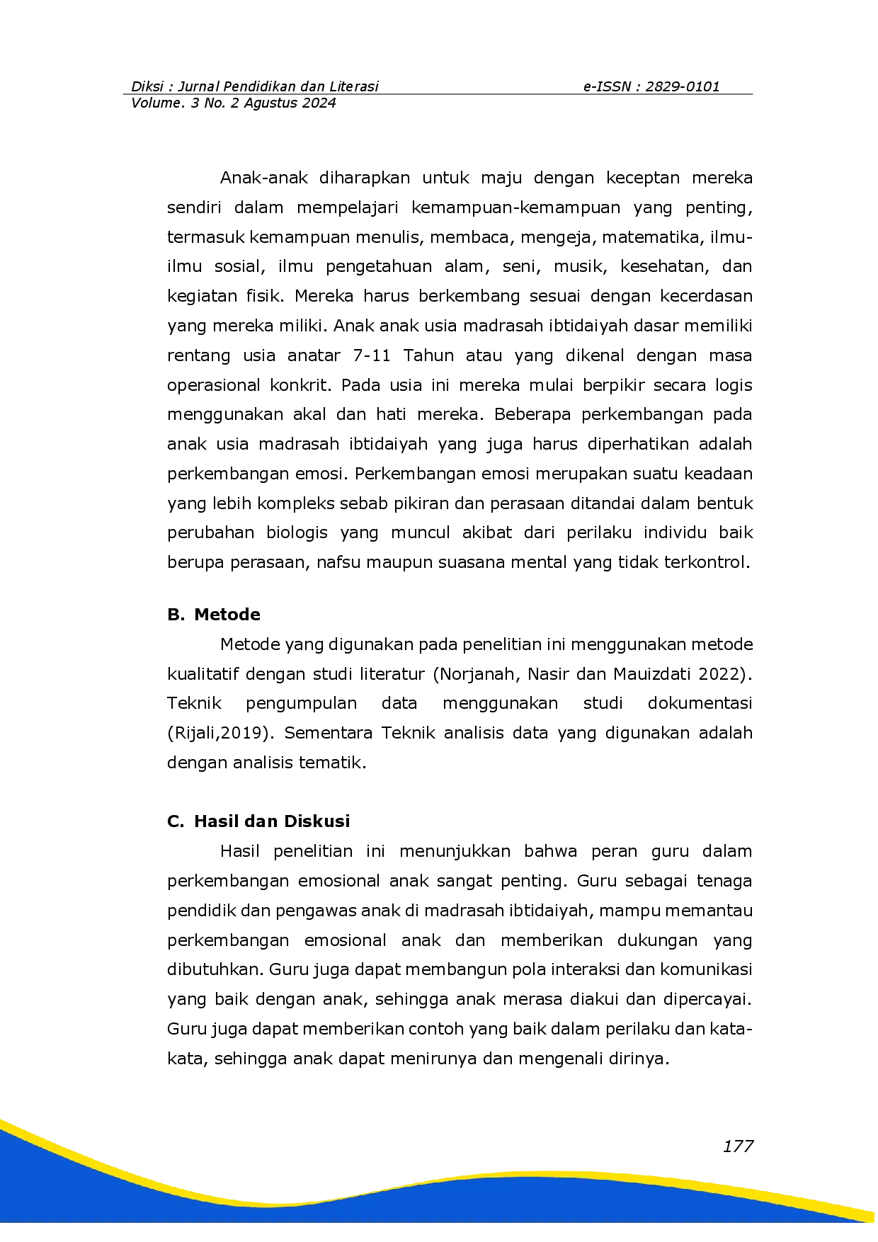 juris Peran Guru dalam Perkembangan Emosi Anak di Madrasah Ibtidaiyah