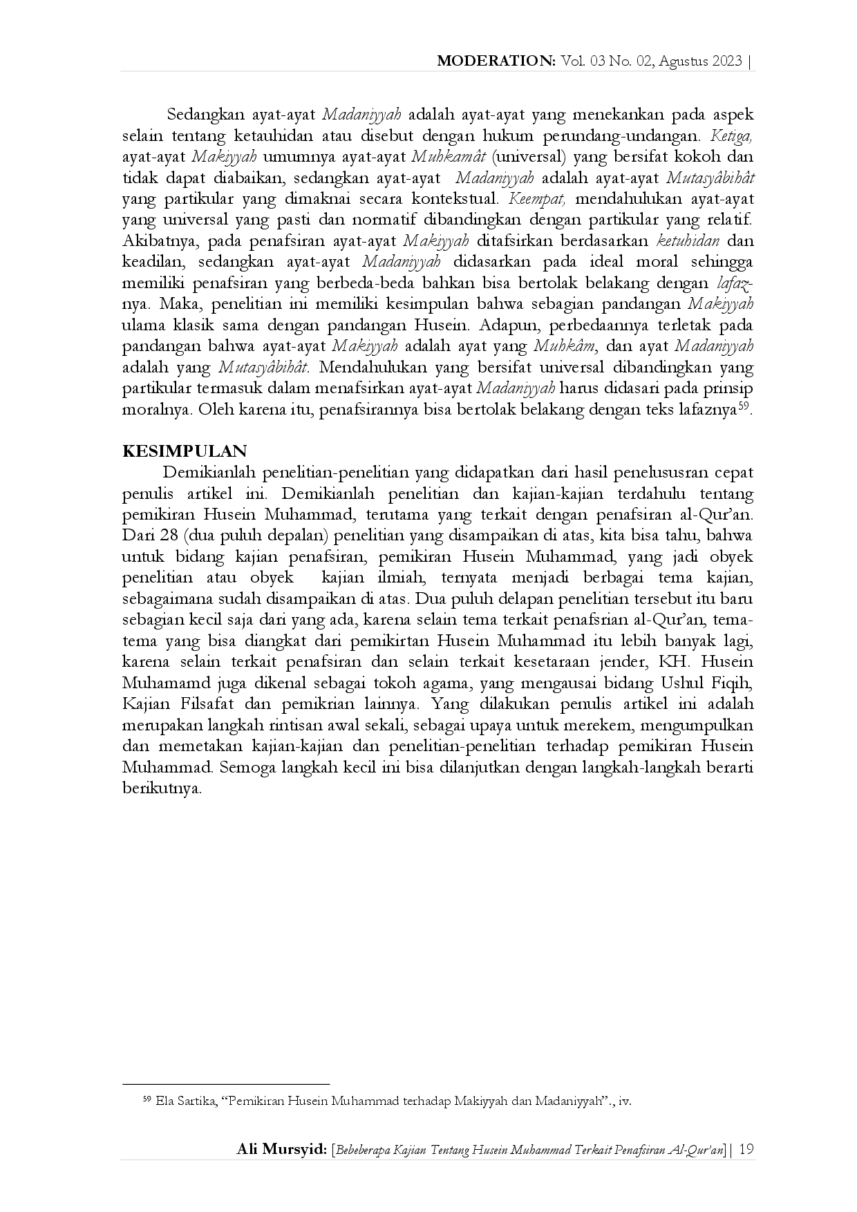 juris Beberapa Kajian Tentang Husein Muhammad Terkait Penafsiran Al Qur an