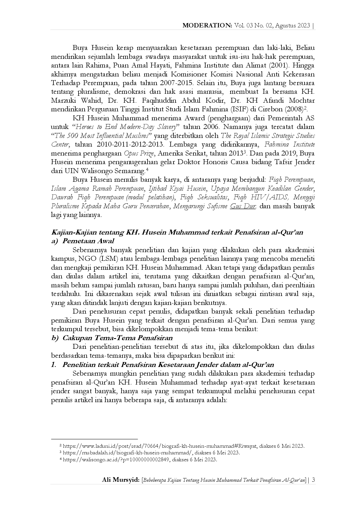 juris Beberapa Kajian Tentang Husein Muhammad Terkait Penafsiran Al Qur an