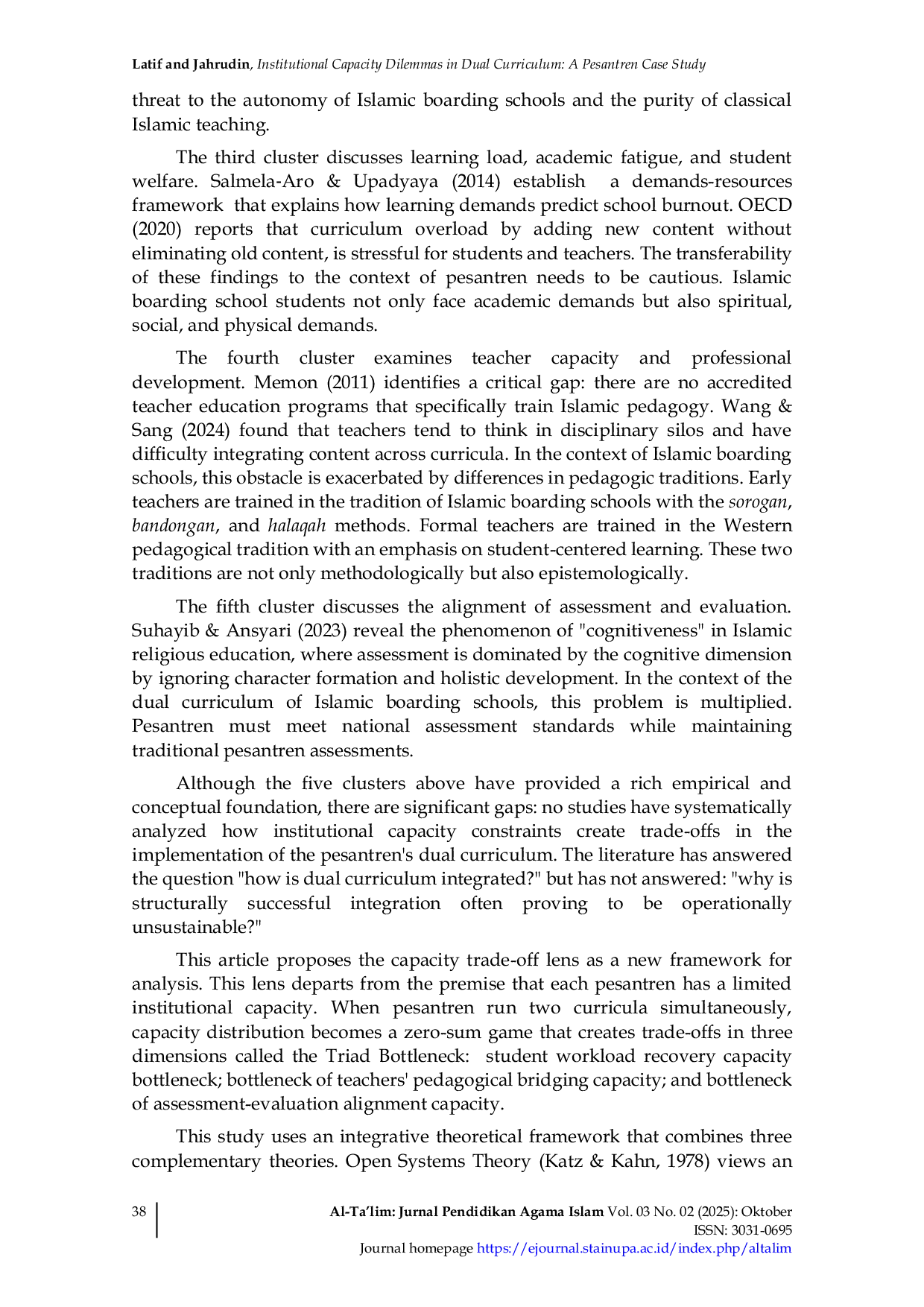 JURIS Institutional Capacity Dilemmas in Dual Curriculum A Pesantren Case Study