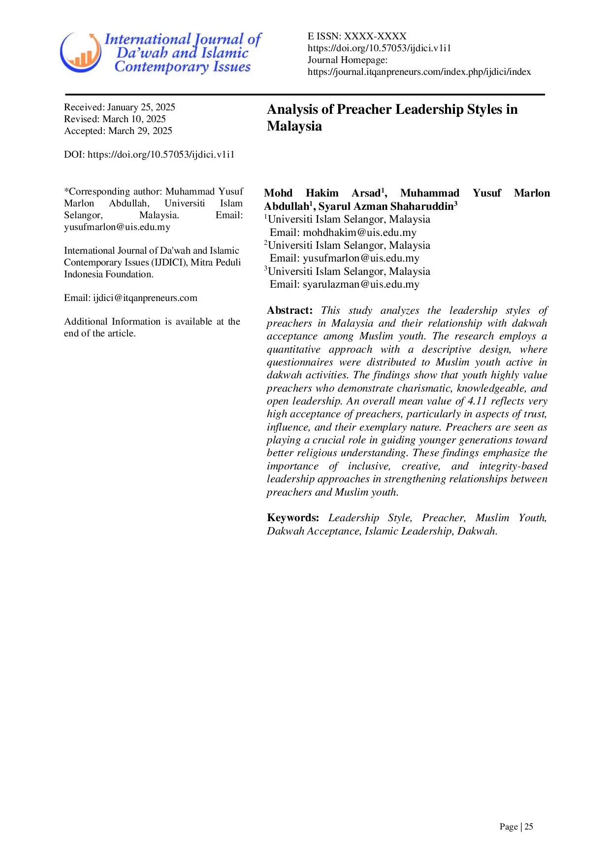 JURIS Analysis of Preacher Leadership Styles in Malaysia