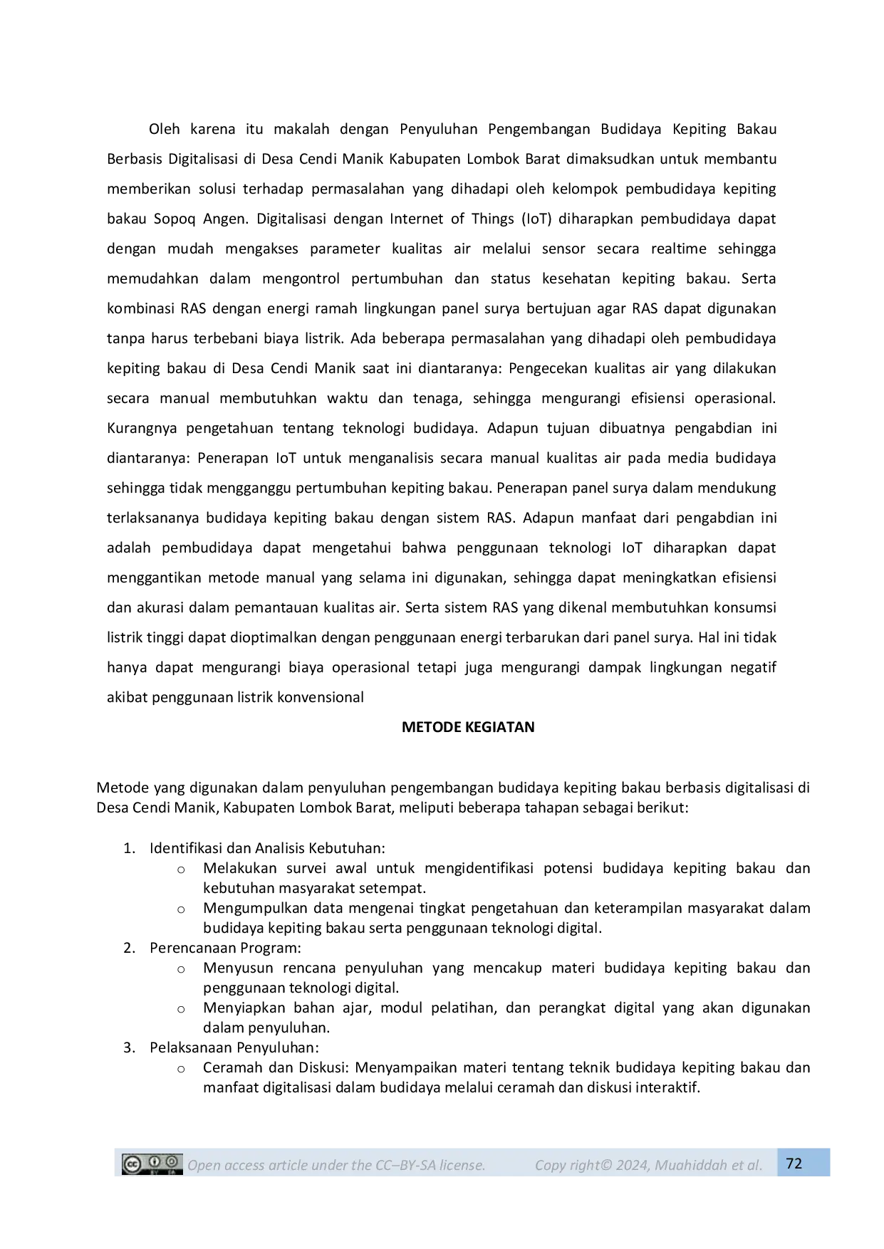 JURIS Penyuluhan Pengembangan Budidaya Kepiting Bakau Berbasis Digitalisasi Di Desa Cendi Manik Kabupaten Lombok Barat