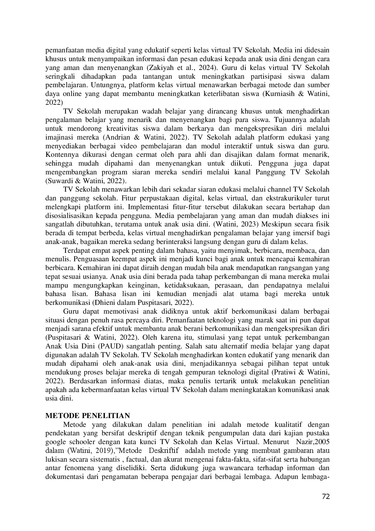 juris Pemanfaatan Kelas Virtual TV Sekolah Dalam Meningkatkan Kemampuan Komunikasi Pada Anak Usia Dini