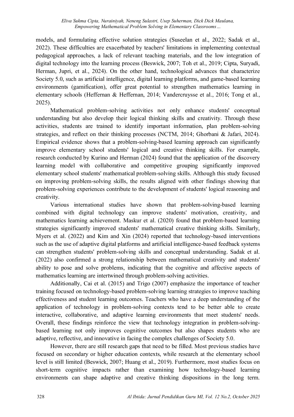 JURIS Empowering Mathematical Problem Solving in Elementary Classrooms Challenges and Opportunities in Society 5 0