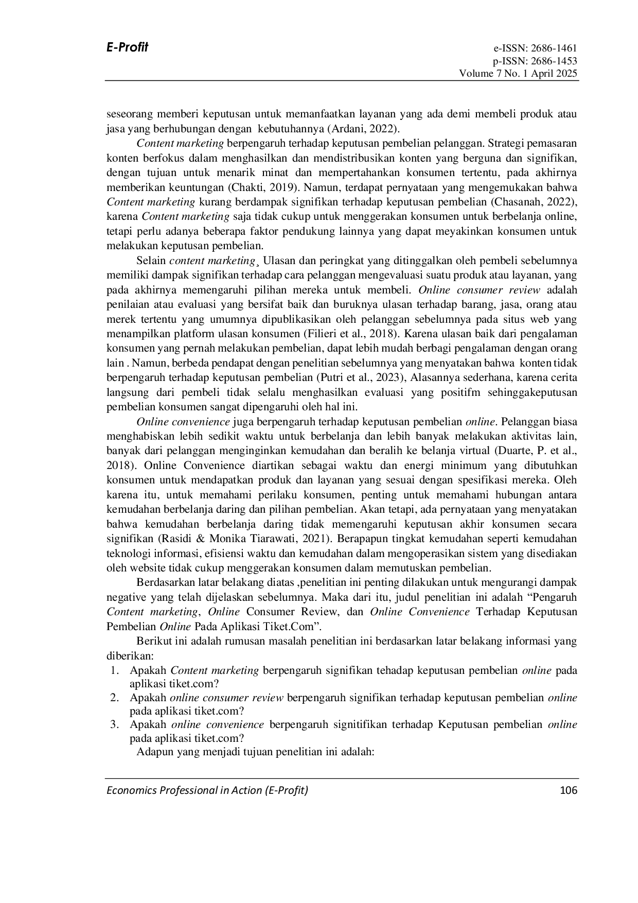 JURIS Pengaruh Content Marketing Online Consumer Review dan Online Convenience Terhadap Keputusan Pembelian Online pada Tiket