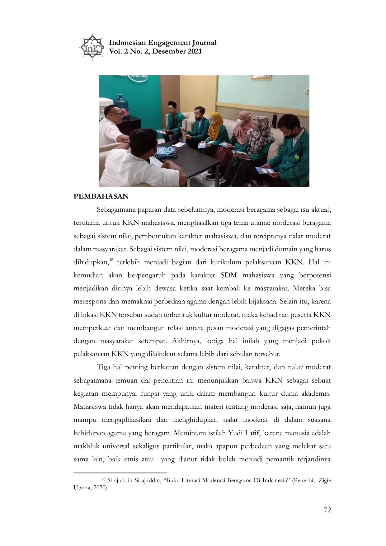 JURIS Pengabdian Masyarakat Berbasis Moderasi Beragama Studi Implementasi KKN Nusantara IAIN Ponorogo Tahun 2021 di Daerah 3 T Konawe Sulawesi Tenggara