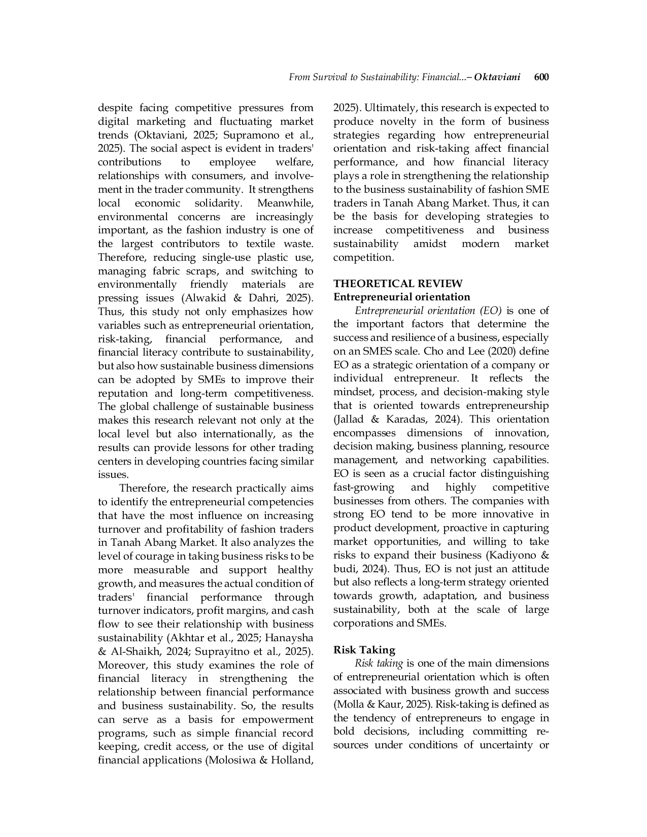 JURIS From Survival to Sustainability Financial Performance and Literacy Effects in Indonesian Small and Medium Sized Enterprises
