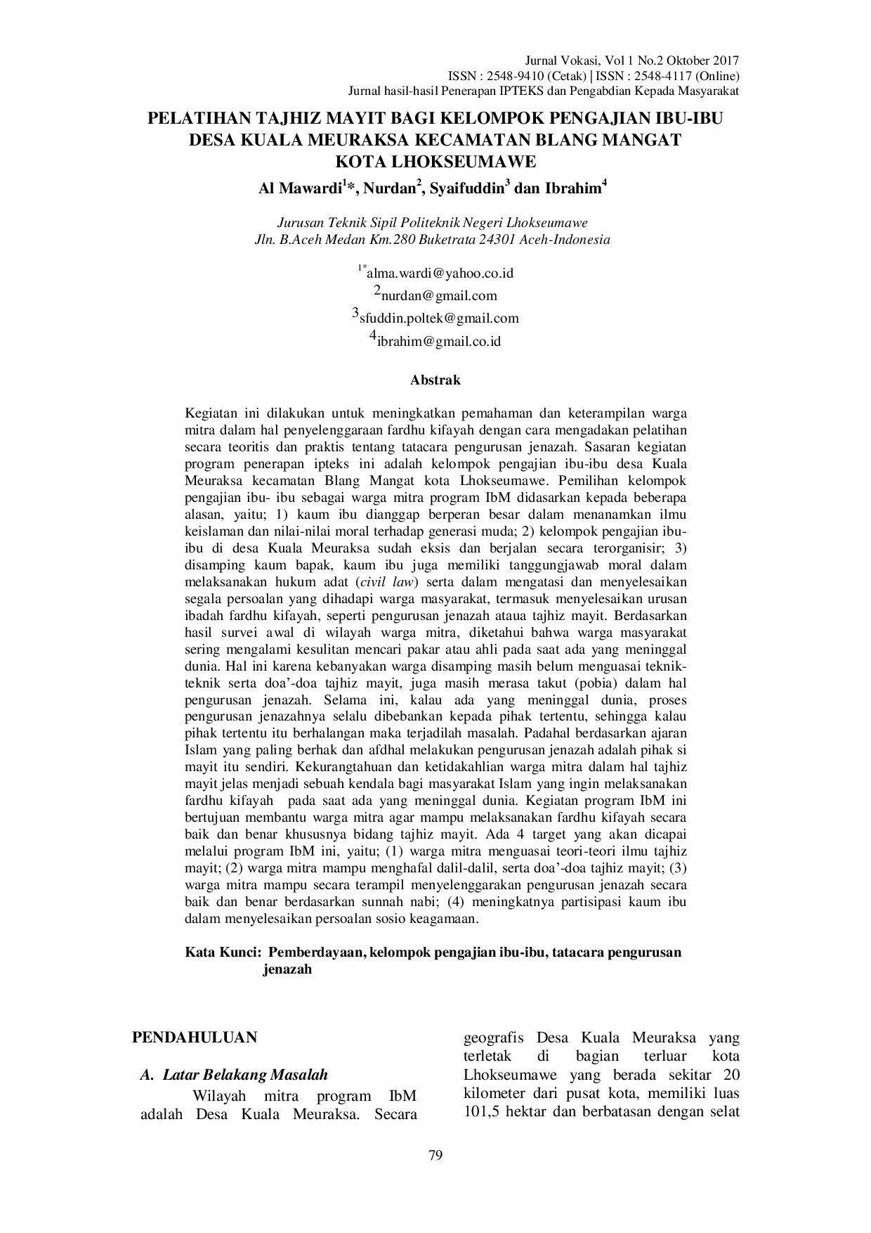JURIS PELATIHAN TAJHIZ MAYIT BAGI KELOMPOK PENGAJIAN IBU IBU DESA KUALA MEURAKSA KECAMATAN BLANG MANGAT KOTA LHOKSEUMAWE