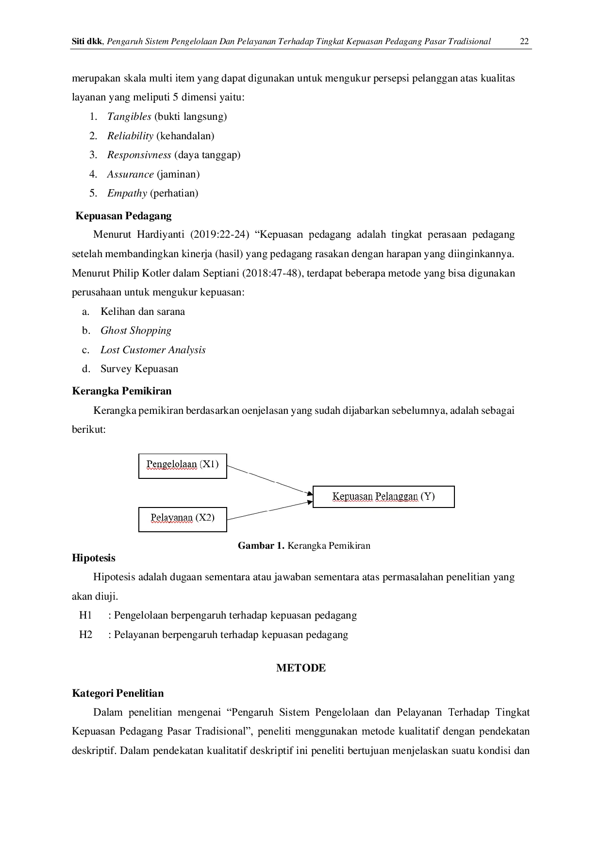 JURIS Pengaruh Sistem Pengelolaan dan Pelayanan Terhadap Tingkat Kepuasan Pedagang Pasar Tradisional Studi Kasus di Pasar Citayam