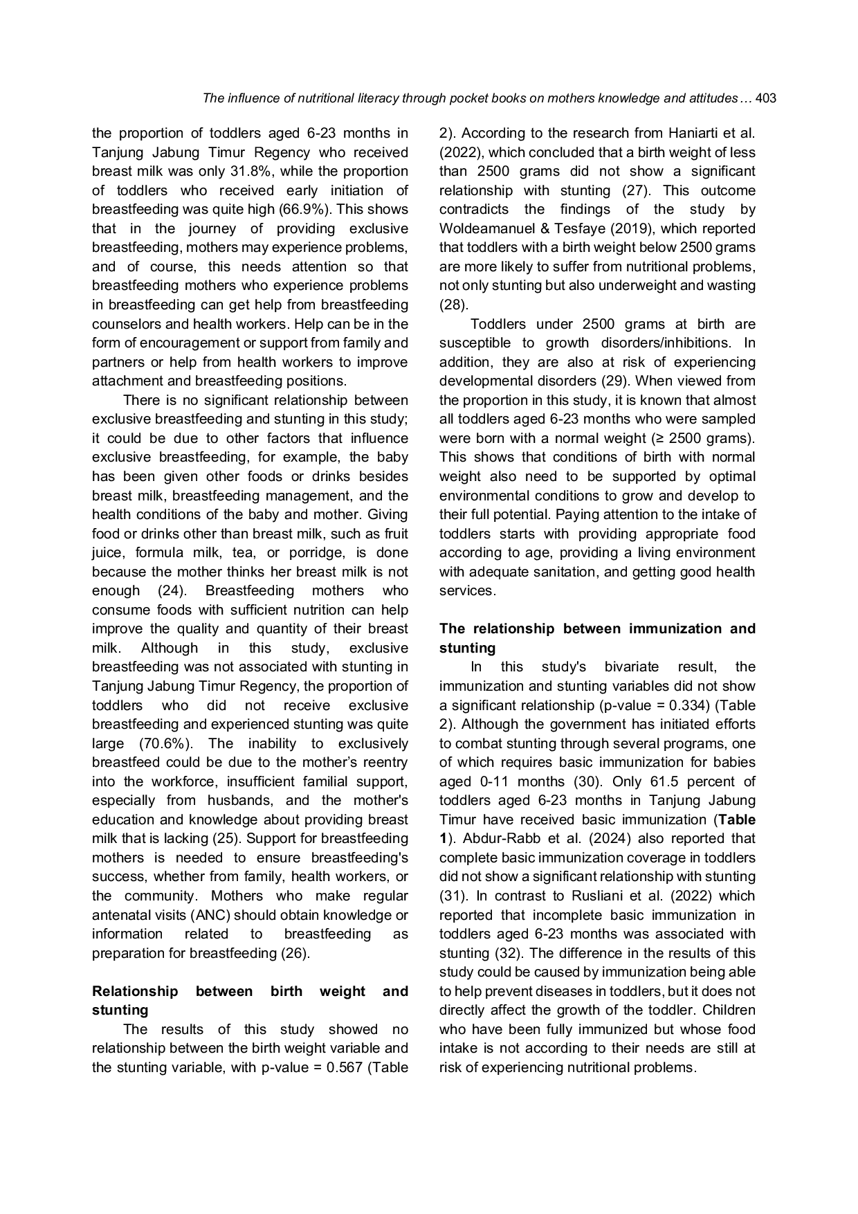 JURIS Pemantauan Pertumbuhan Sebagai Determinan Stunting Pada Balita Usia 6 23 Bulan di Kabupaten Tanjung Jabung Timur