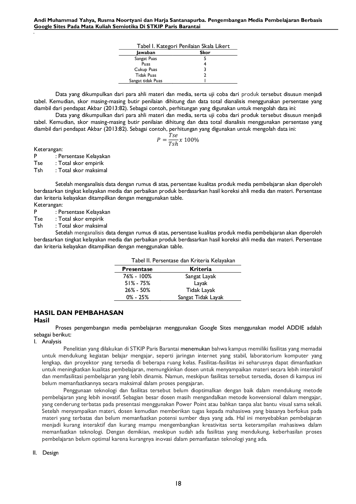 JURIS Pengembangan Media Pembelajaran Berbasis Google Sites pada Mata Kuliah Semiotika di STKIP Paris Barantai