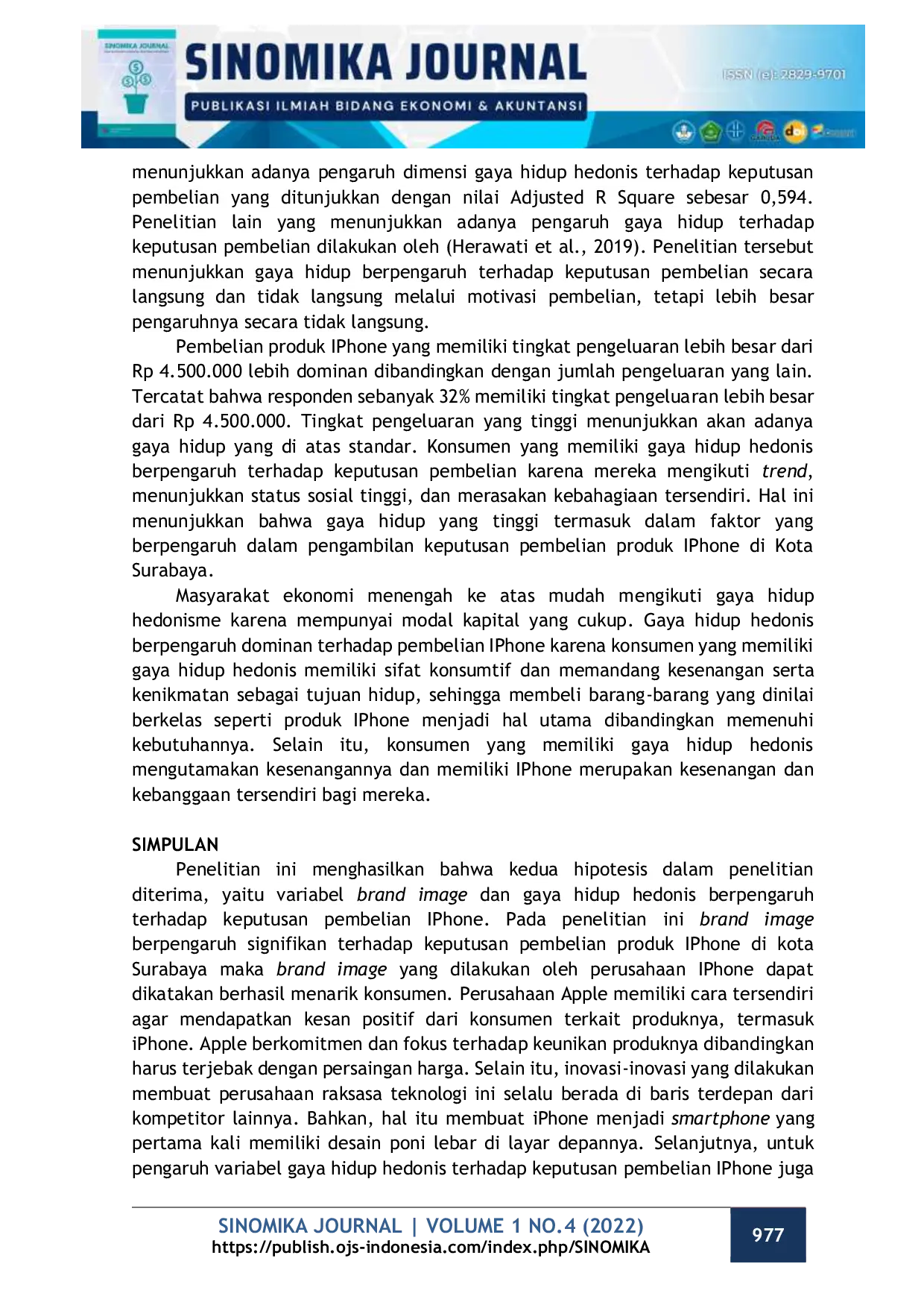 JURIS Pengaruh Brand Image Dan Gaya Hidup Hedonis Terhadap Keputusan Pembelian Iphone Di Kota Surabaya