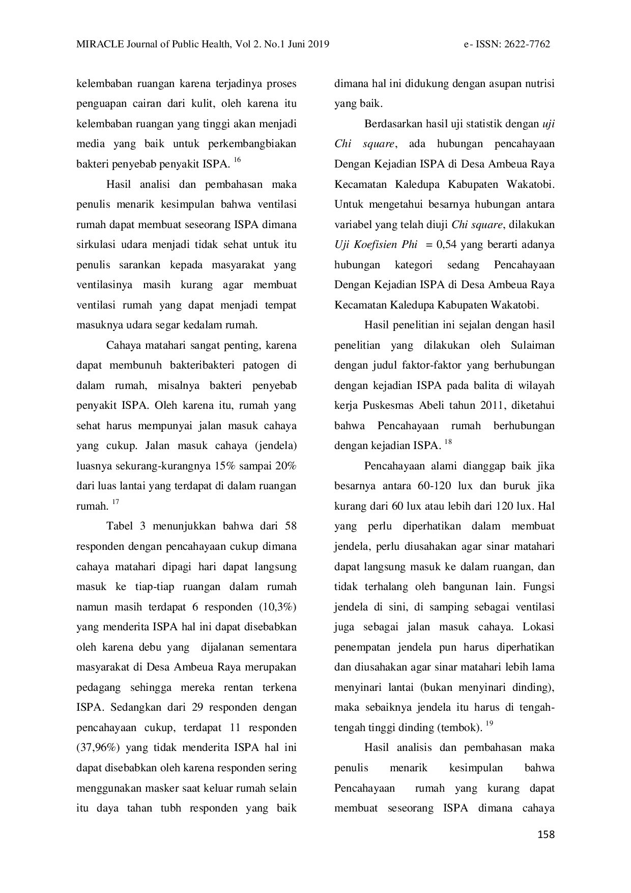 JURIS Faktor Faktor Yang Berhubungan Dengan Kejadian Penyakit Ispa Di Desa Ambeua Raya Kecamatan Kaledupa Kabupaten Wakatobi