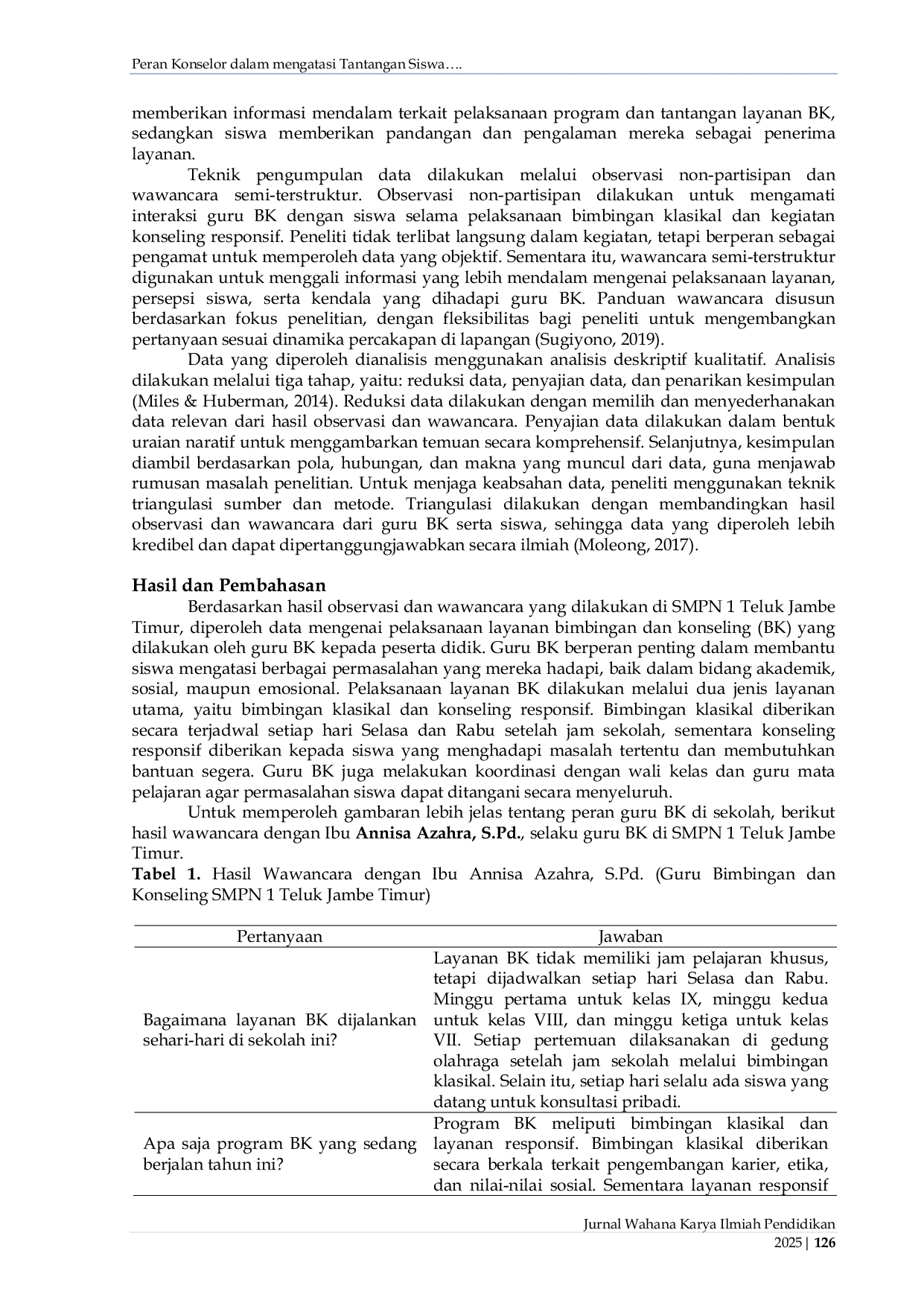 JURIS Peran Konselor dalam Mengatasi Tantangan Siswa di SMPN Teluk Jambe Timur Karawang