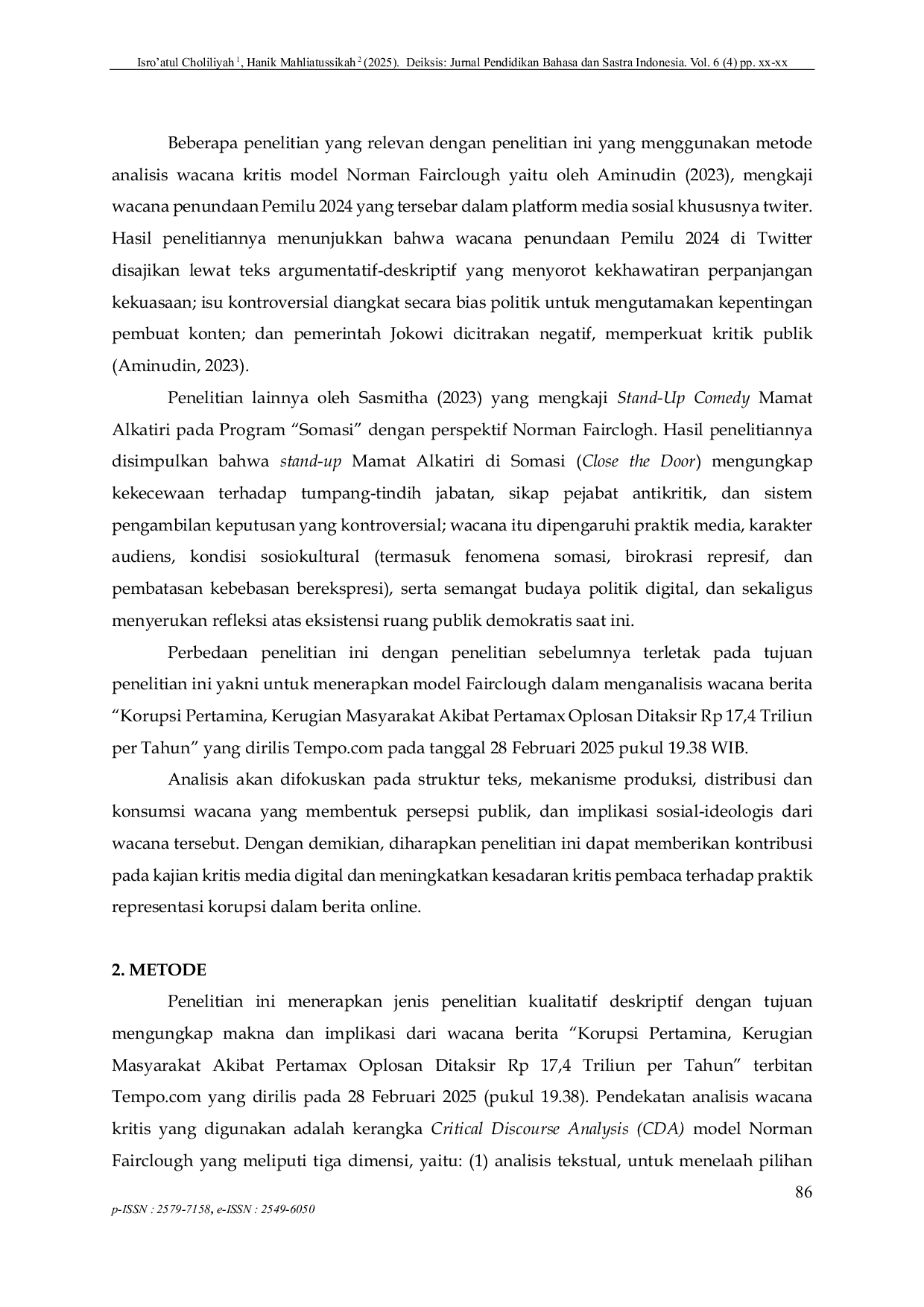 JURIS Critical Analysis of the News Article Public Losses Due to Adulterated Pertamax Published by Tempo Com Norman Fairclough s Perspective