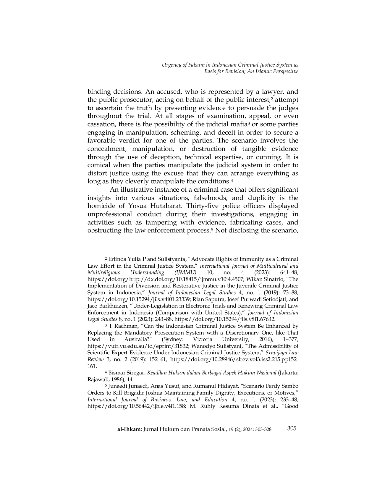 JURIS Urgency of Falsum in Indonesian Criminal Justice System as Basis for Revision An Islamic Perspective