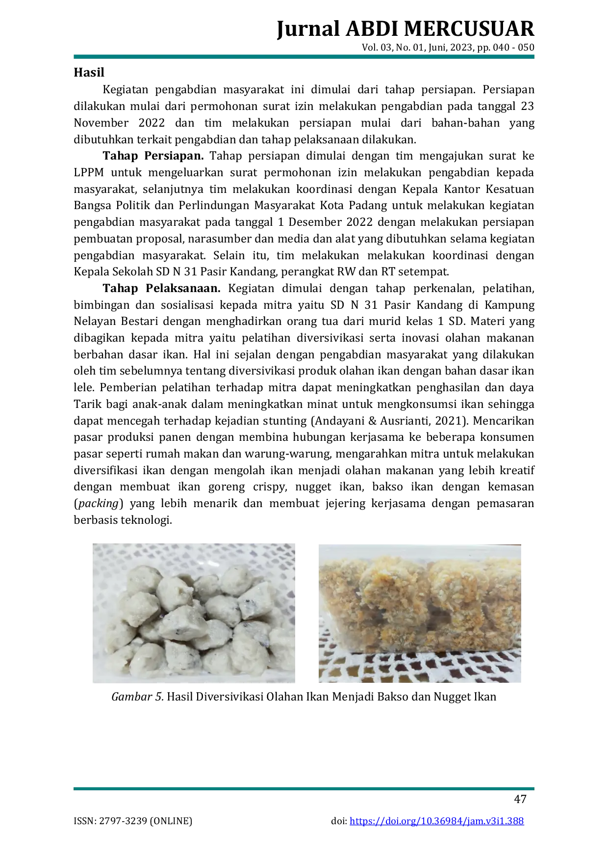 JURIS Diversifikasi Produk Olahan Ikan untuk Mencegah Kejadian Stunting pada Anak