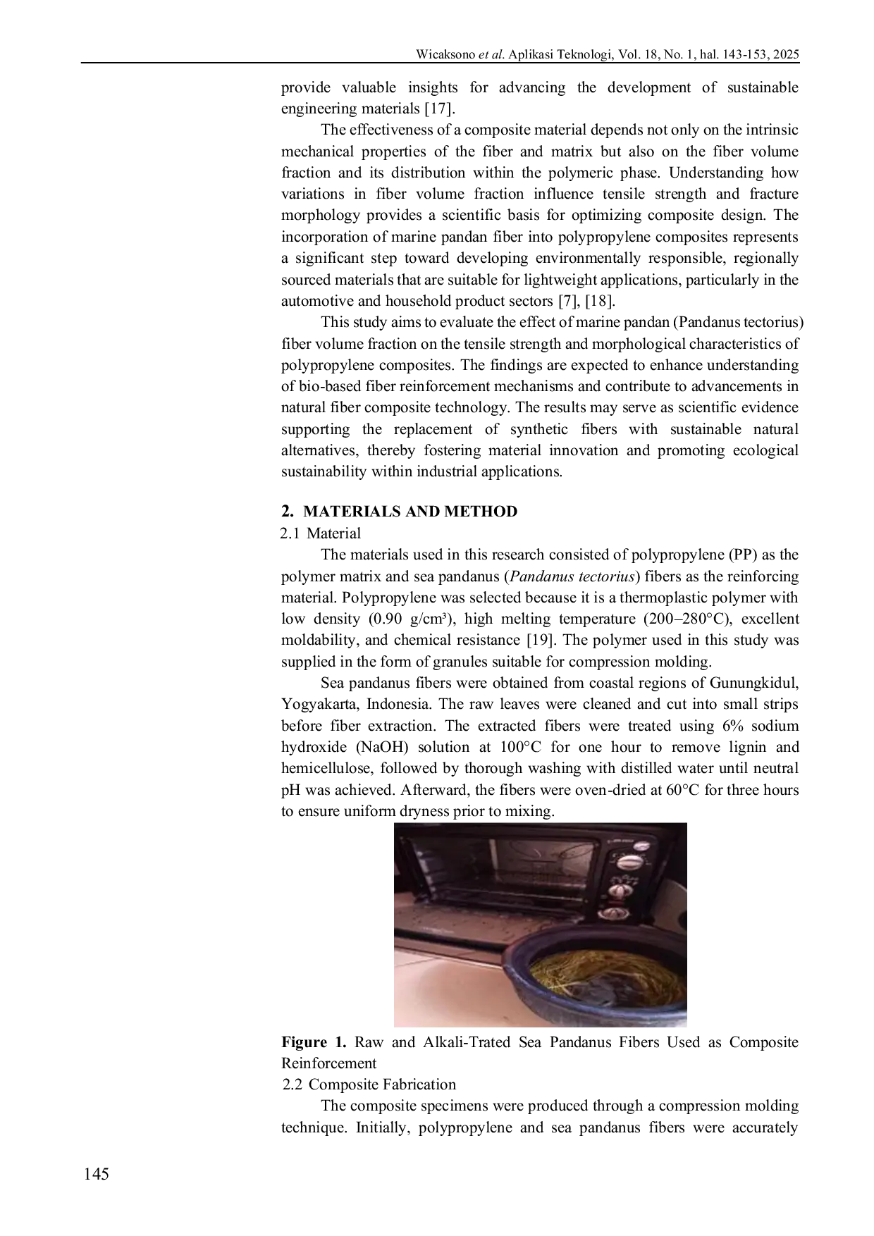 JURIS Impact of Sea Pandan Leaf Fiber Volume Fraction on the Tensile Strength and Structural Morphology of Polypropylene Composites