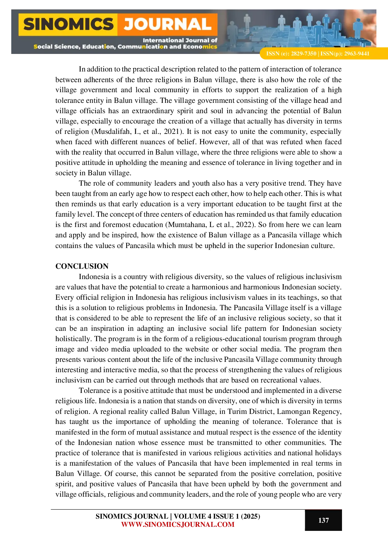 JURIS Implementation of Local Wisdom Based on Tolerance Character in Pancasila Village Balun Lamongan