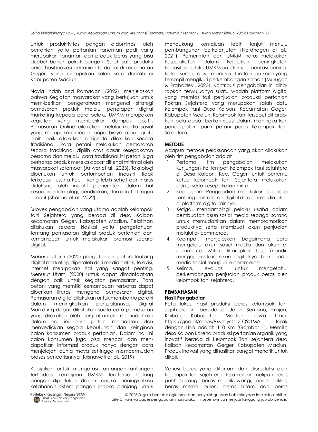 JURIS Pendampingan Go Digital Beras Organik Poktan Sejahtera Desa Kaibon Kabupaten Madiun