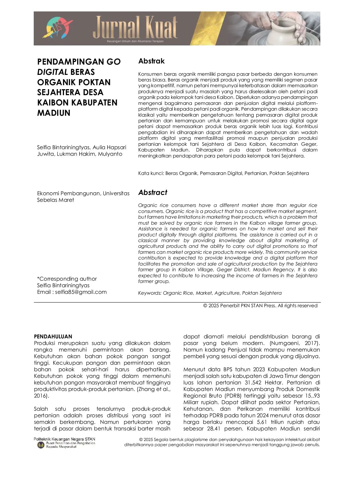 JURIS Pendampingan Go Digital Beras Organik Poktan Sejahtera Desa Kaibon Kabupaten Madiun