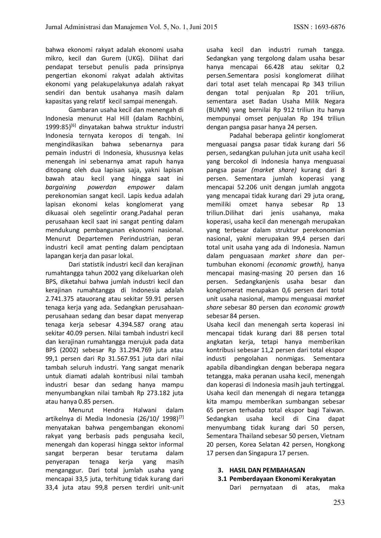 JURIS Usaha Mikro Kecil Dan Menengah UMKM Sebagai Basis Ekonomi Kerakyatan