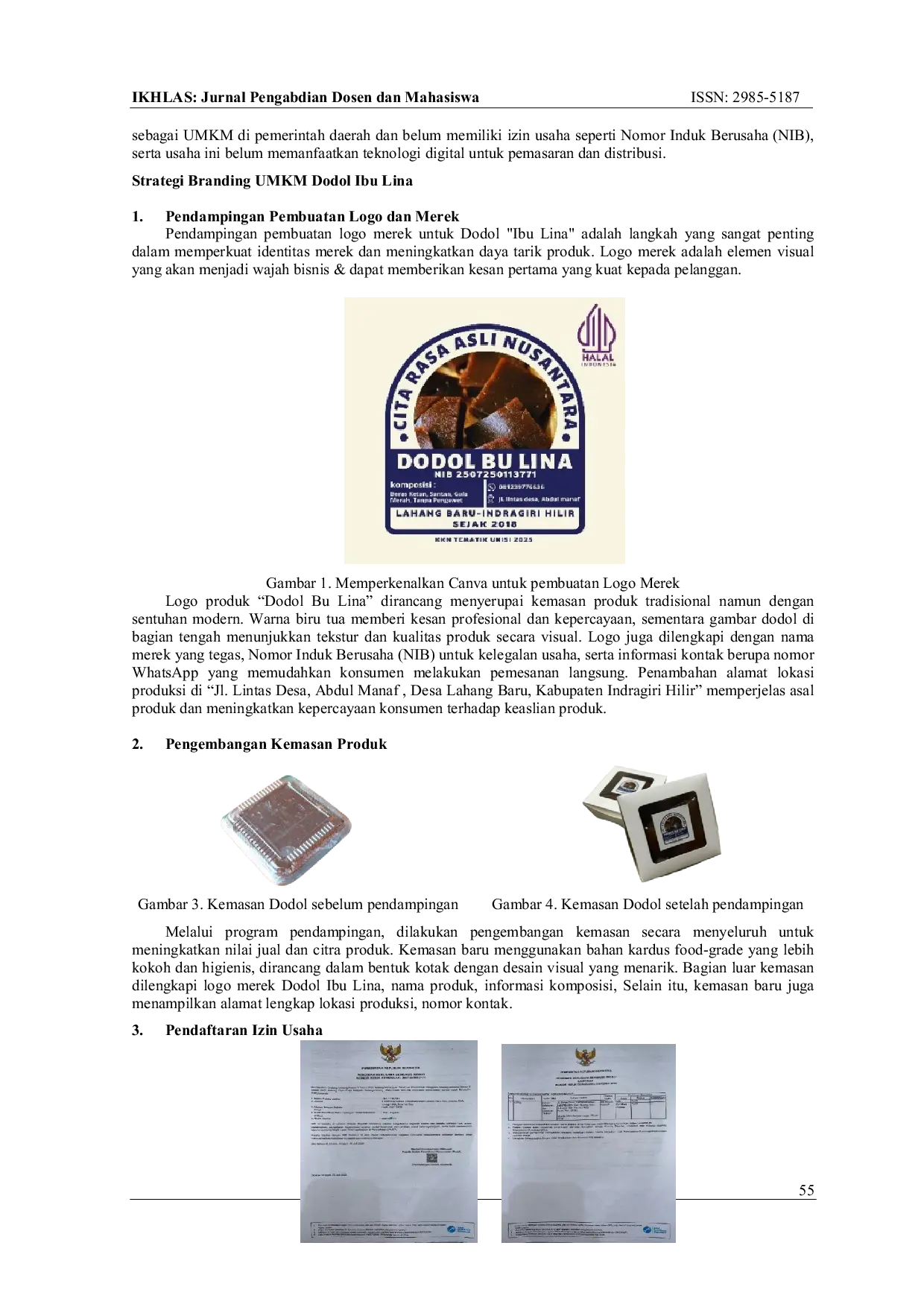 JURIS Pendampingan UMKM Dodol Melalui Branding Digital di Desa Lahang Baru Kecamatan Gaung