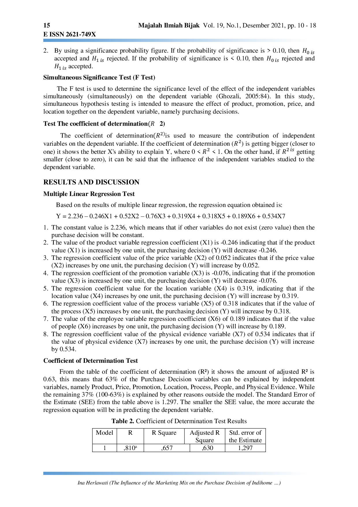 JURIS The Influence of the Marketing Mix on the Purchase Decision of Indihome PT Telkom in Bogor City