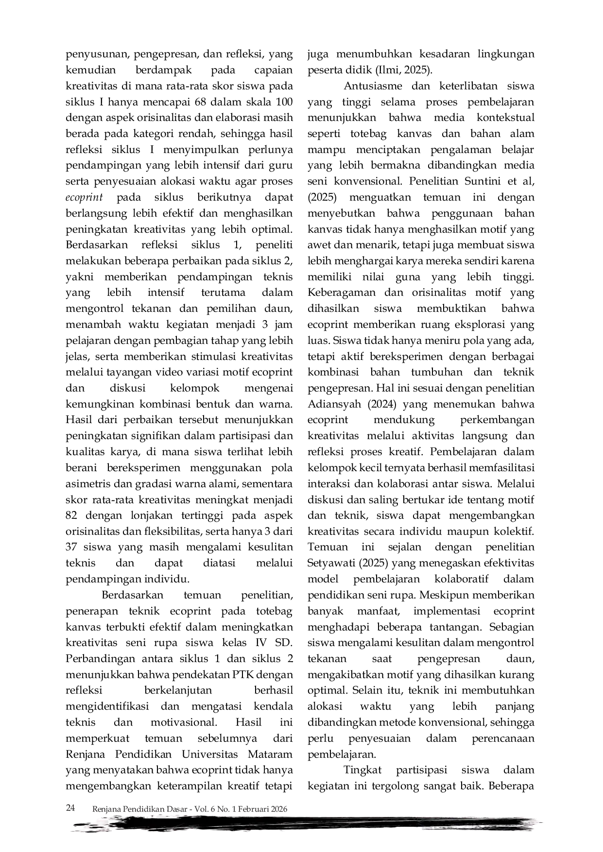 JURIS Implementasi Teknik Ecoprint untuk Meningkatkan Kreativitas Seni Rupa Siswa Sekolah Dasar