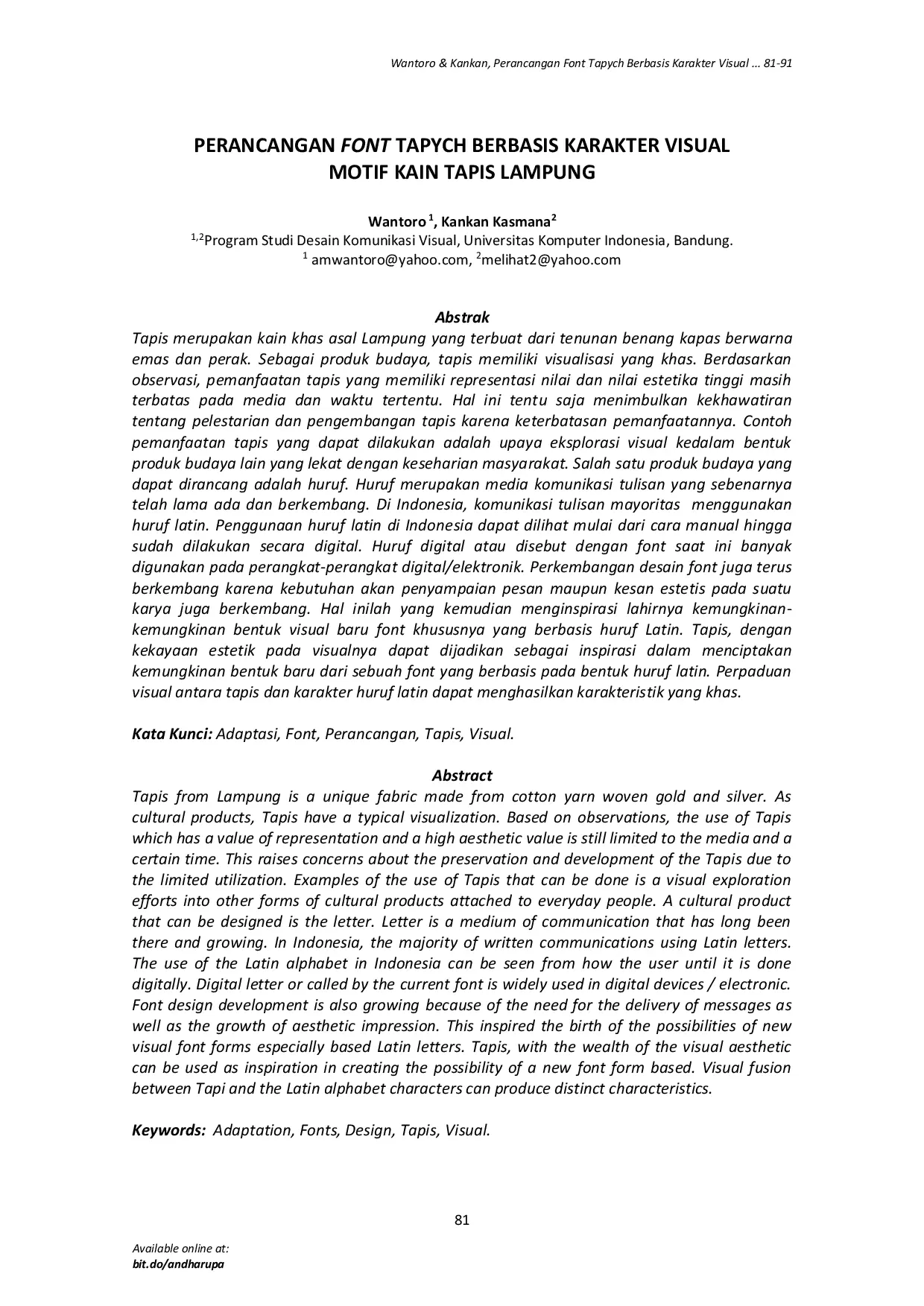 JURIS Perancangan Font Tapych Berbasis Karakter Visual Motif Tapis Lampung