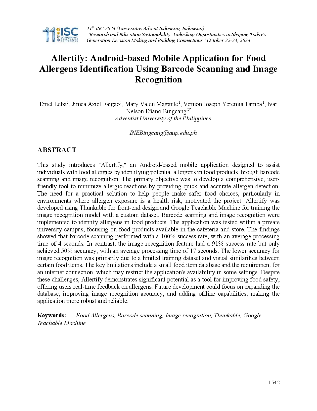 juris Allertify Android based Mobile Application for Food Allergens Identification Using Barcode Scanning and Image Recognition