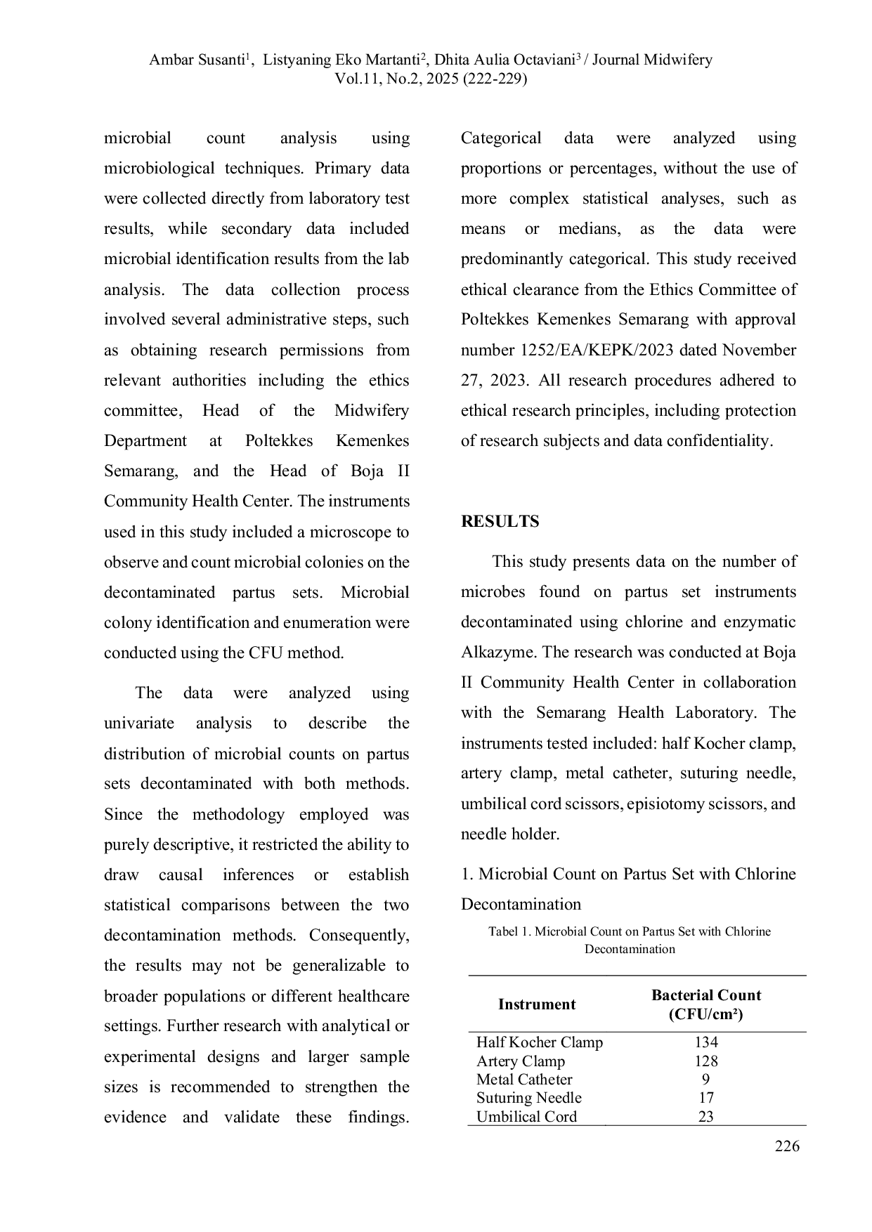 JURIS Comparative Study Of Partus Set Decontamination Chlorine And Enzymatic Alkazyme In Infection Prevention