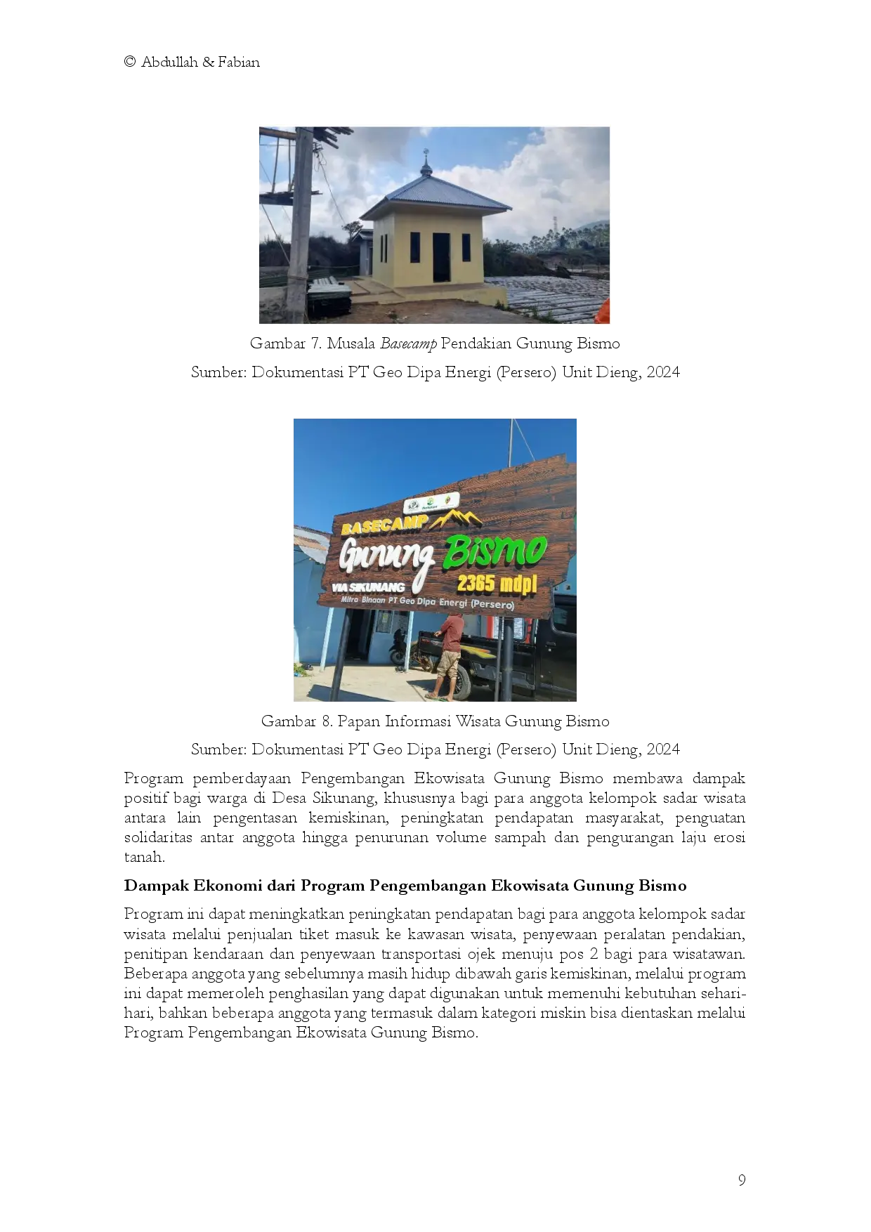 juris Community Based Tourism Development Mount Bismo Ecotourism Development Program in Sikunang Village Kejajar District Wonosobo Regency