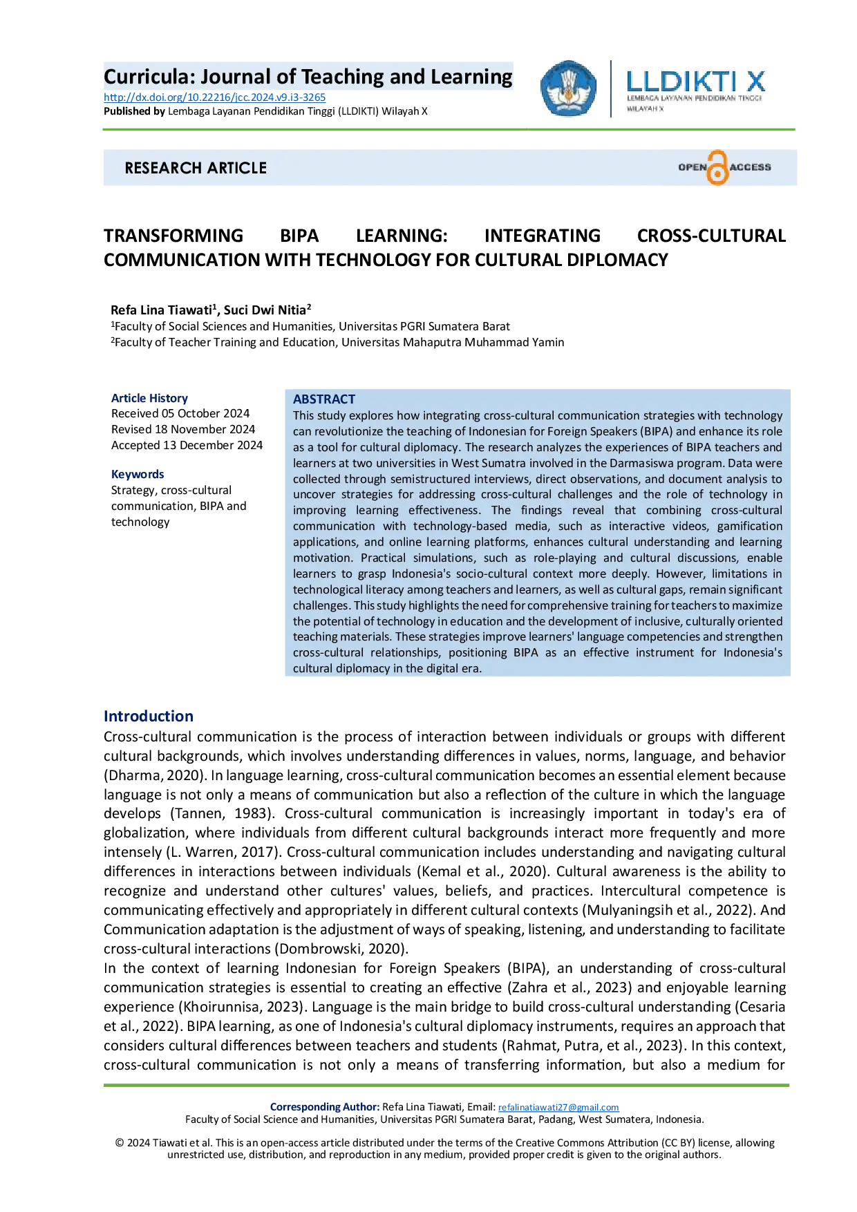 JURIS Transforming Communication with Technology for Cultural Diplomacy Integrating Learning BIPA Cross Cultural