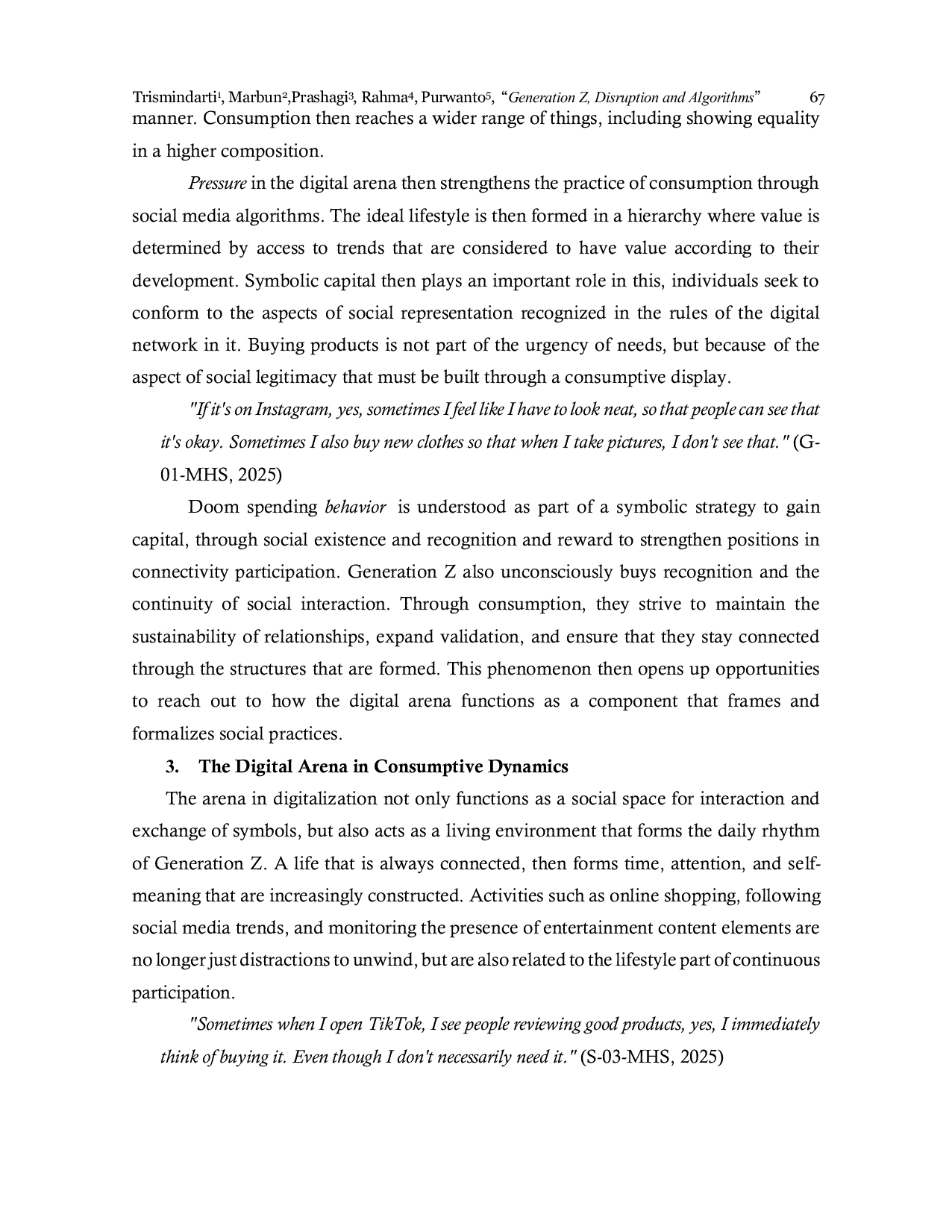 JURIS Generation Z Disruption and Algorithms Doom Spending as a Social Practice Disposition of Youth