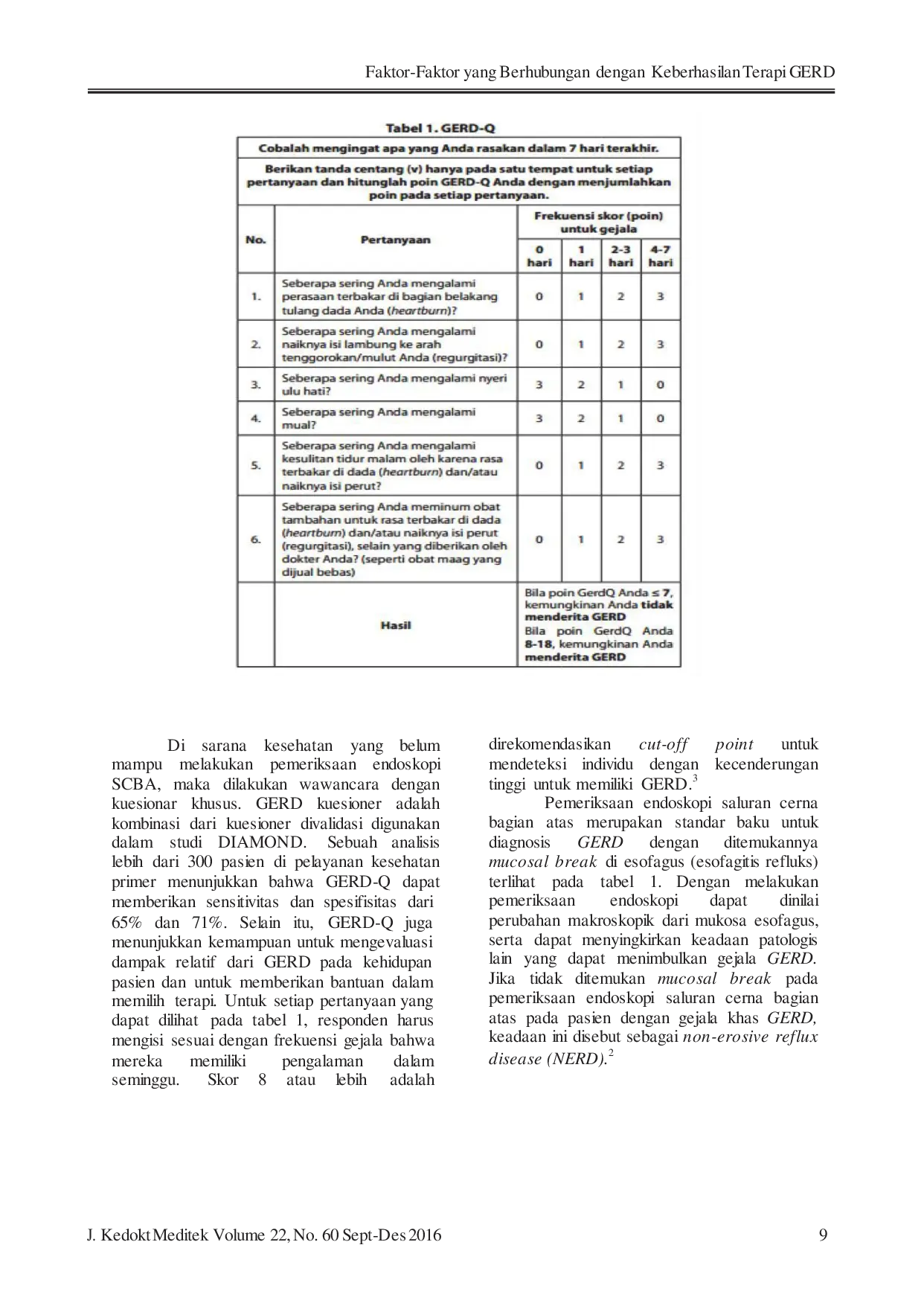 JURIS Faktor Faktor yang Berhubungan dengan Keberhasilan Terapi GERD