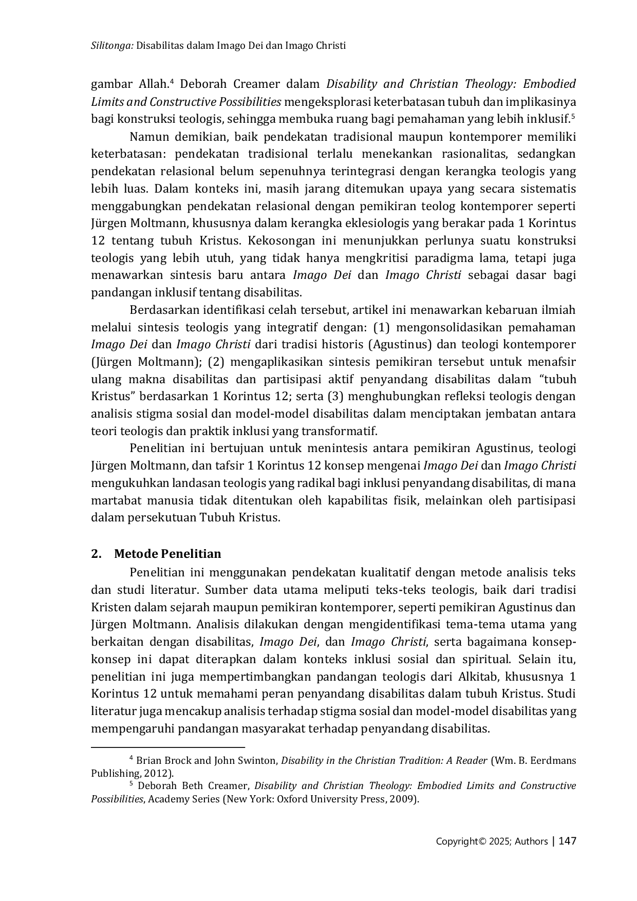 JURIS Disabilitas dalam Imago Dei dan Imago Christi