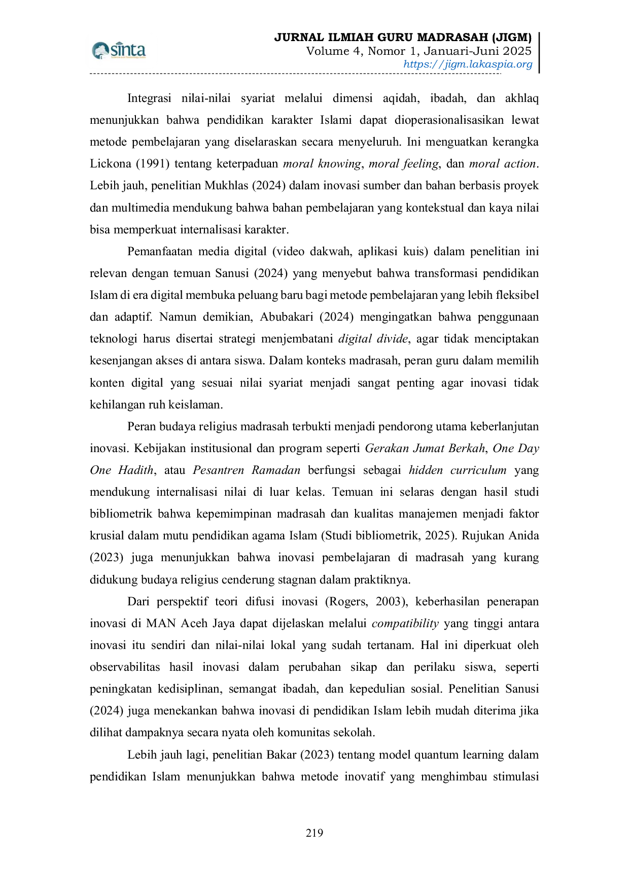 JURIS Inovasi Pembelajaran Pendidikan Agama Islam Berbasis Nilai Nilai Syariat di MAN Aceh Jaya