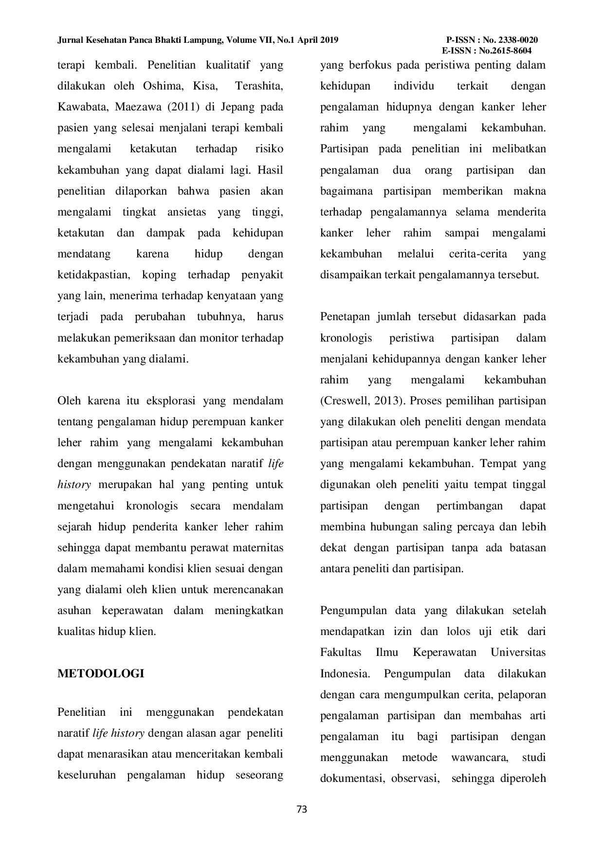 JURIS Kisah Hidup Penderita Kanker Leher Rahim yang Mengalami Kekambuhan