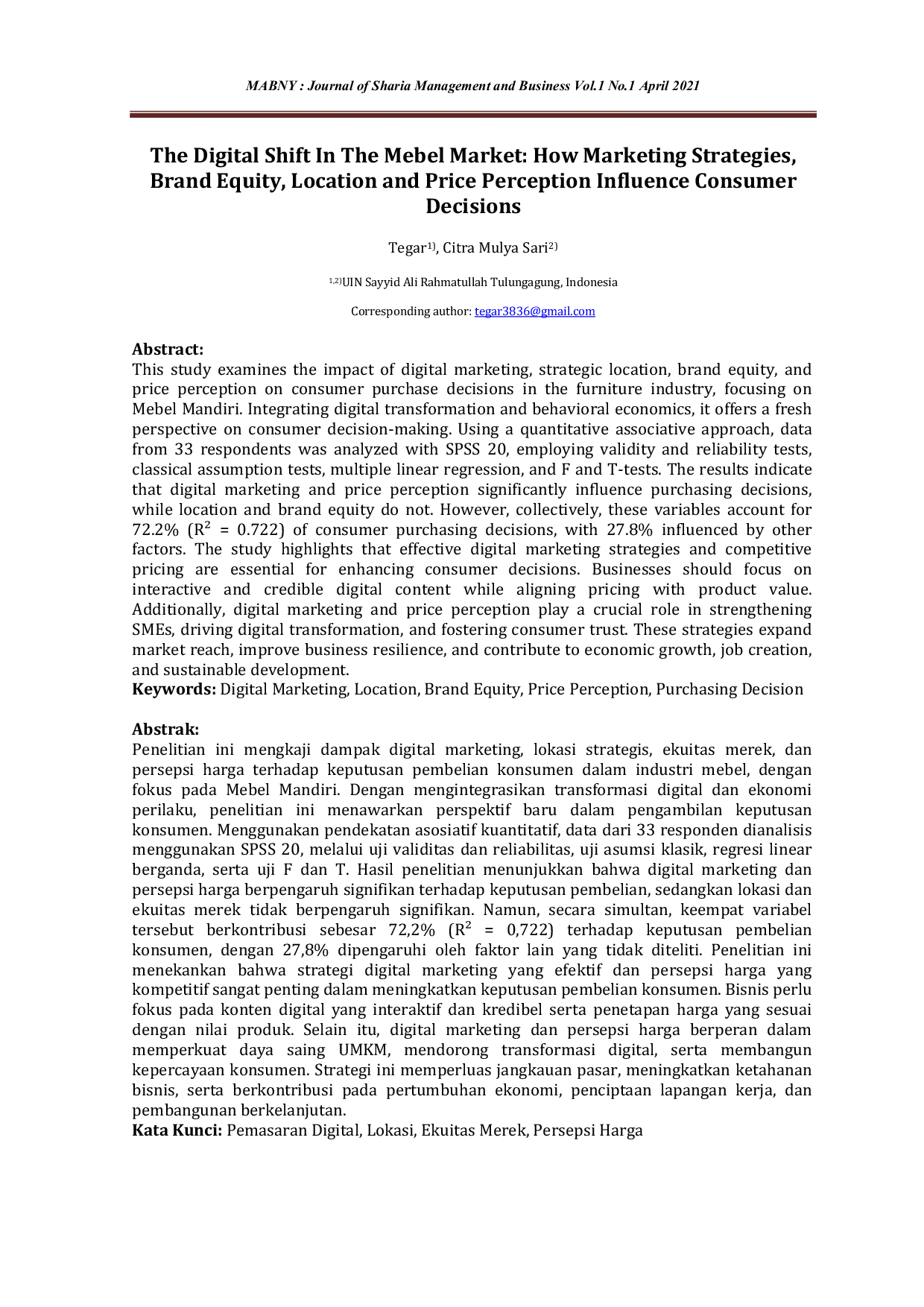 JURIS The Digital Shift In The Mebel Market How Marketing Strategies Brand Equity Location and Price Perception Influence Consumer Decisions