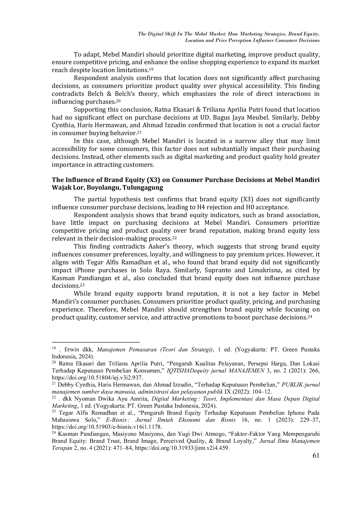 JURIS The Digital Shift In The Mebel Market How Marketing Strategies Brand Equity Location and Price Perception Influence Consumer Decisions