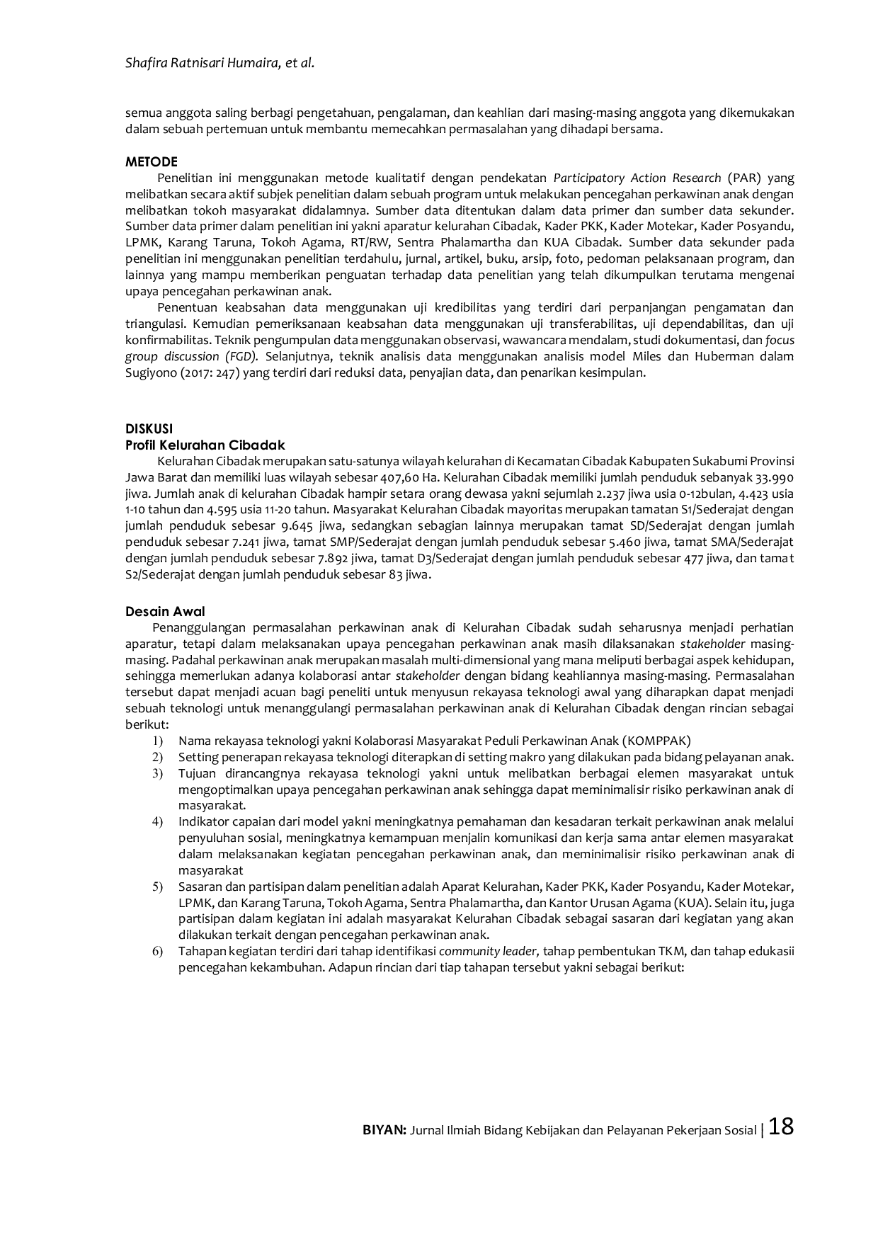 JURIS Model Kolaborasi Masyarakat Peduli Perkawinan Anak di Kelurahan Cibadak Kabupaten Sukabumi