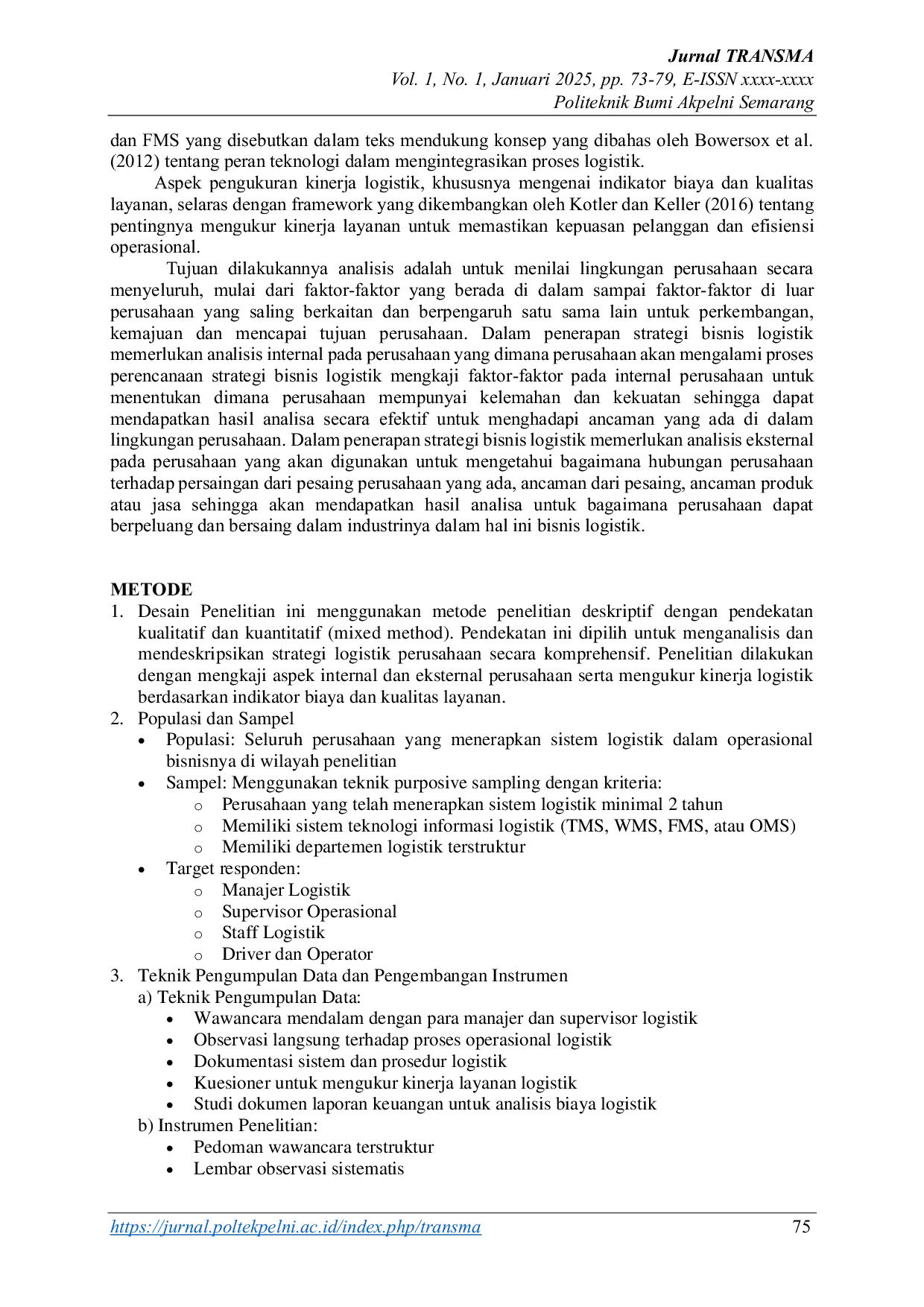 JURIS Pengaruh Strategi Logistik Terhadap Kinerja Perusahaan