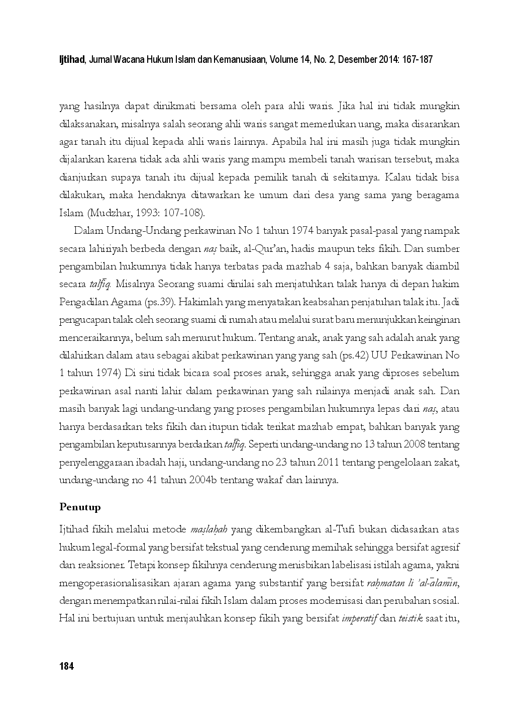 juris Menempatkan nilai nilai fikih Islam dalam proses modernisasi dan perubahan sosial studi tentang teori al Tufi mazhab Hanbali