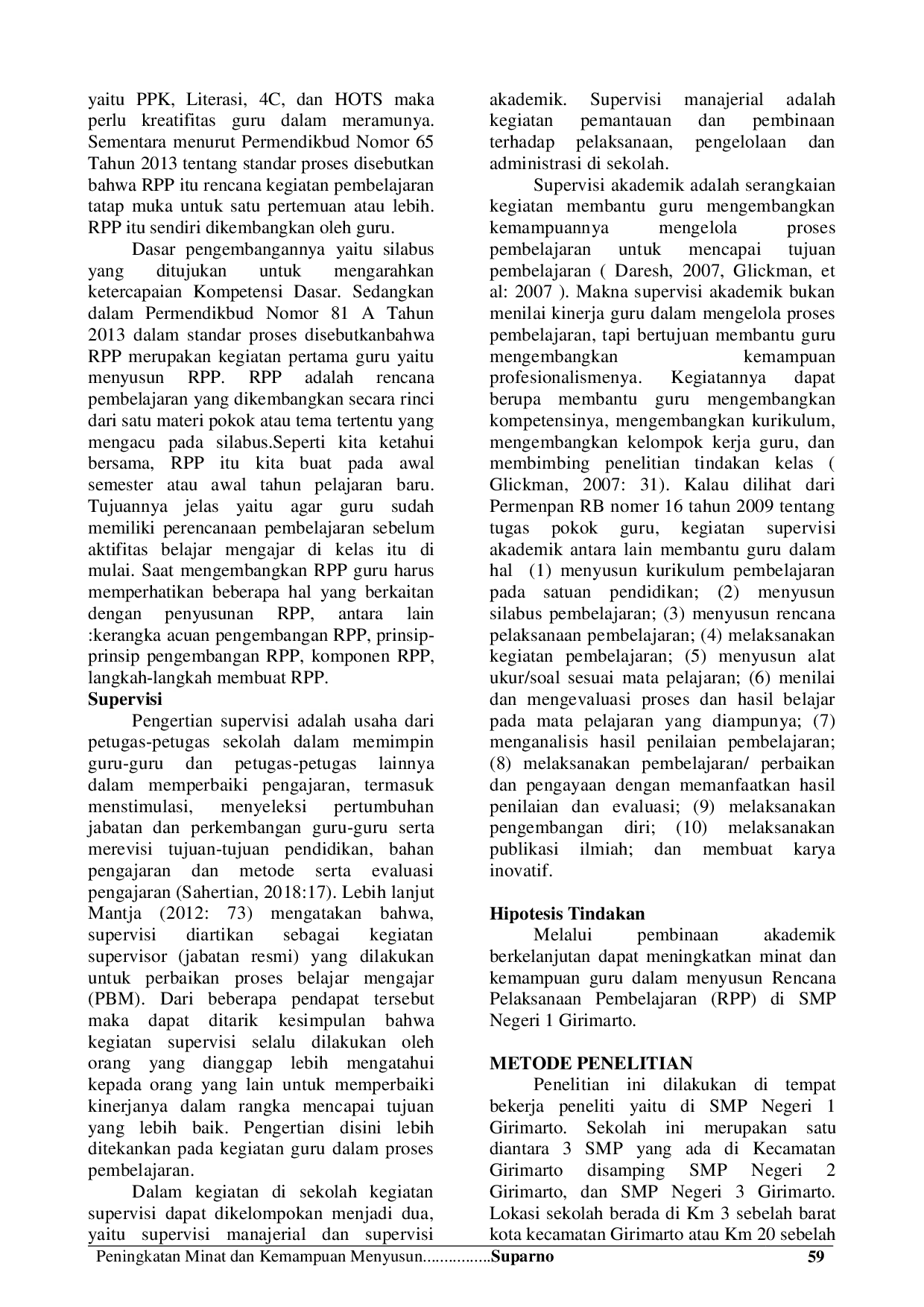 JURIS Peningkatan Minat Dan Kemampuan Menyusun Rencana Pelaksanaan Pembelajaran RPP Melalui Pembinaan Akademik Berkelanjutan Bagi Guru SMP Negeri 1 Girimarto Semester Gasal Tahun Pelajaran 2019 2020