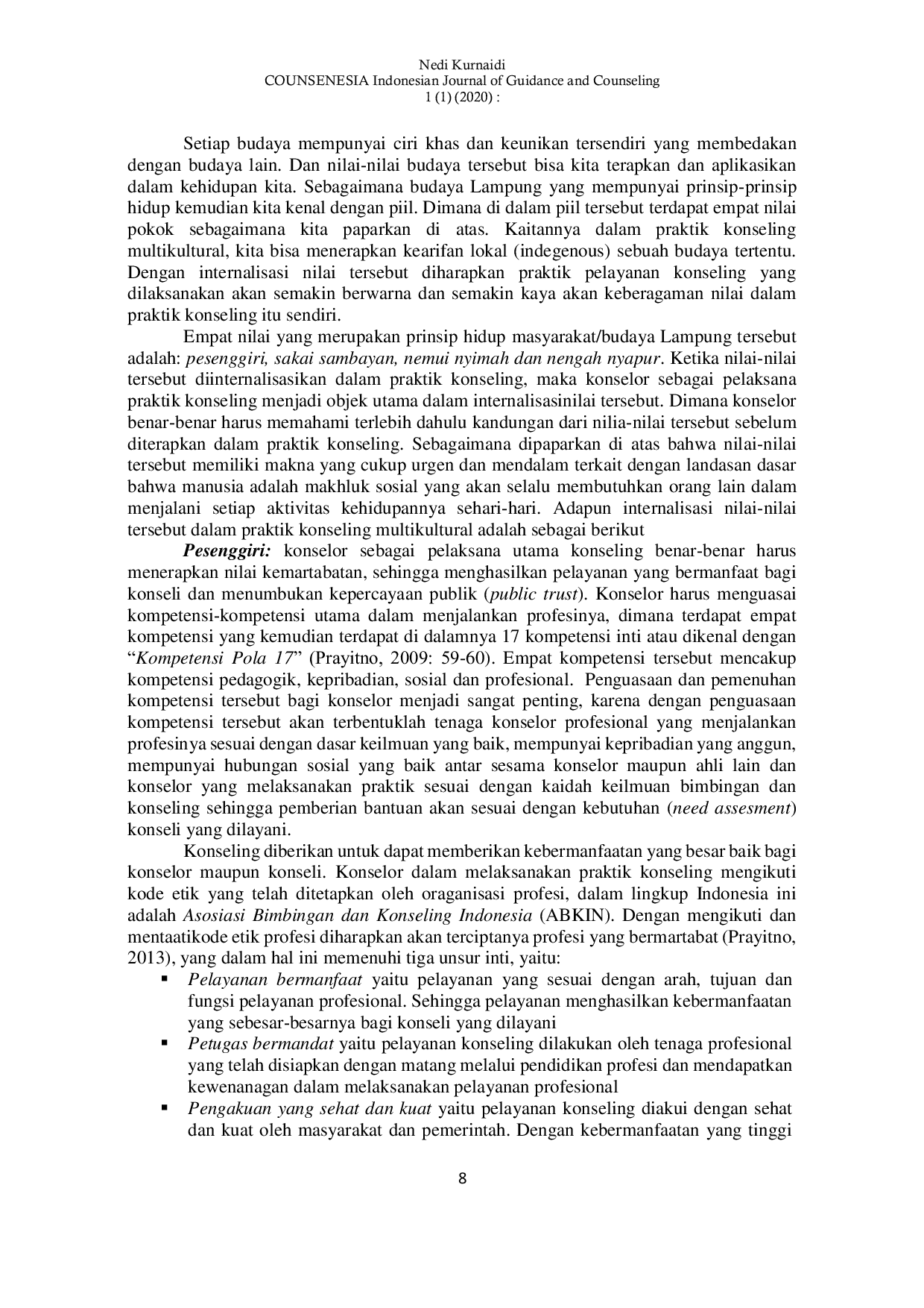 JURIS Internalisasi Nilai Nilai Indigenous Lampung Dalam Praktik Konseling Multikultural